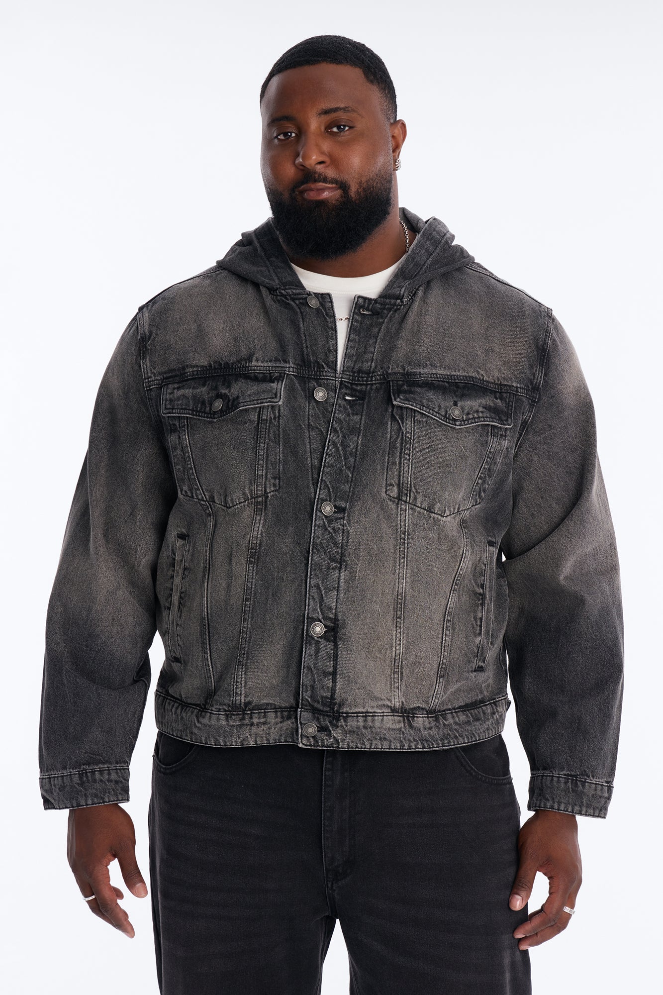Shrunken Off Duty Denim Trucker Jacket - Black Wash - Image 8
