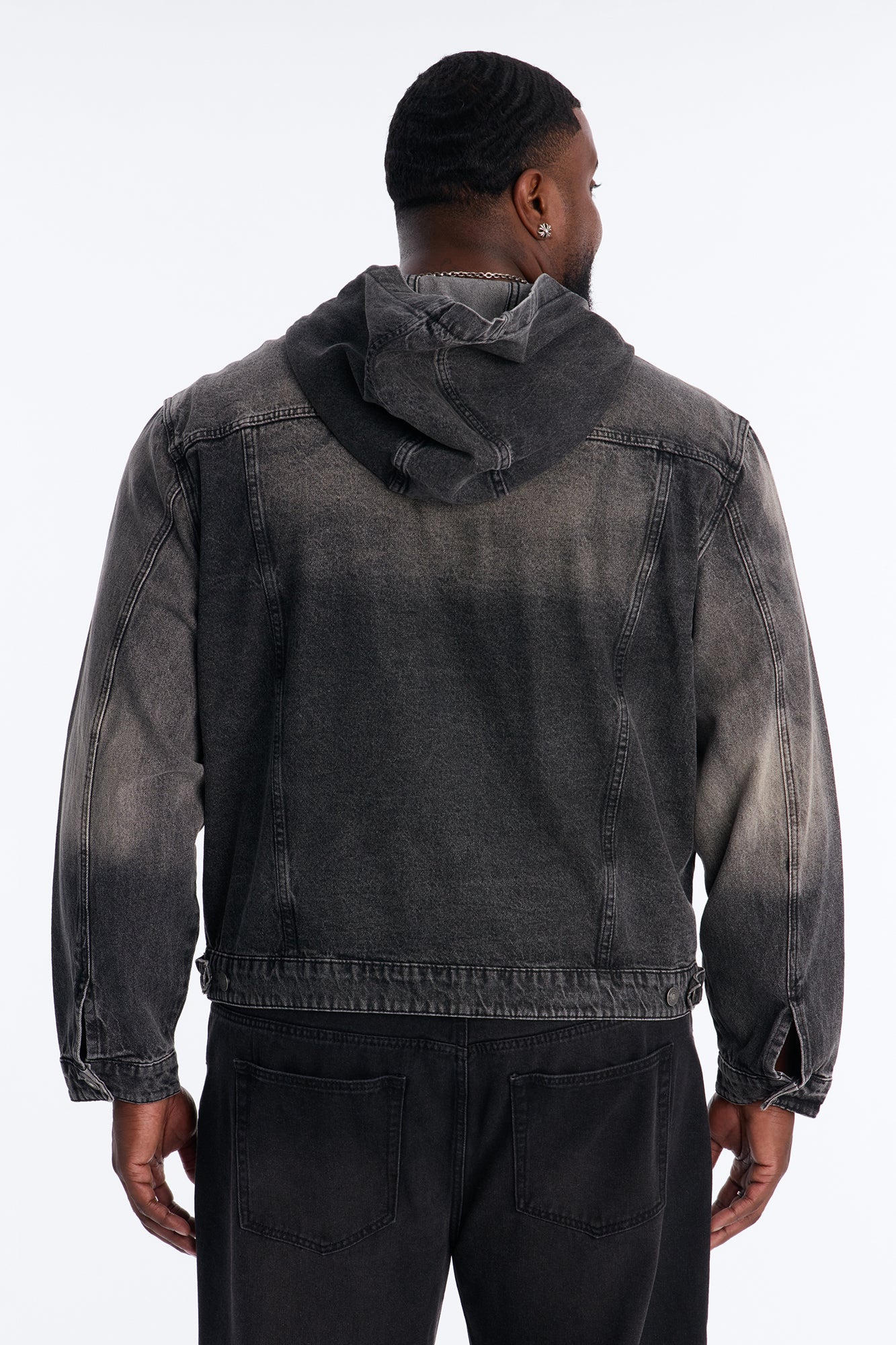 Shrunken Off Duty Denim Trucker Jacket - Black Wash - Image 9
