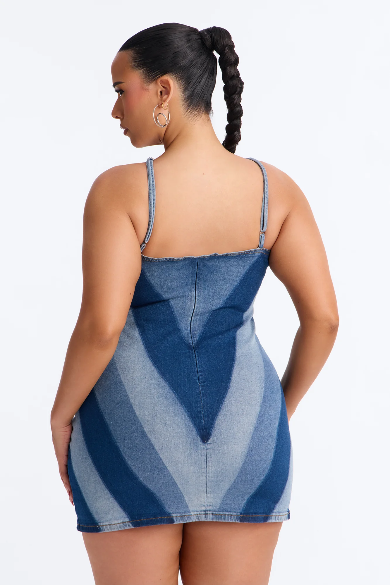 Signature Look Chevron Denim Mini Dress - Denim - Image 8
