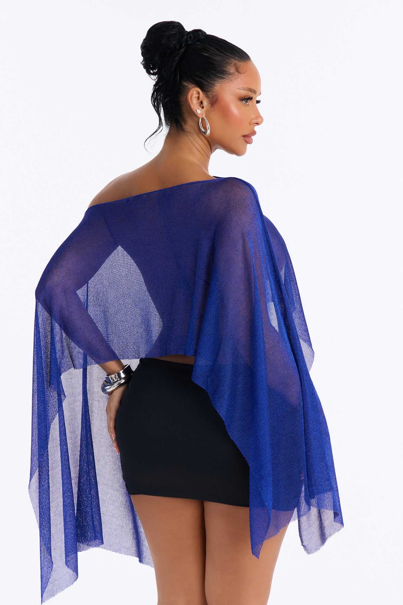 Simmering Sea Off Shoulder Top - Blue - Image 3