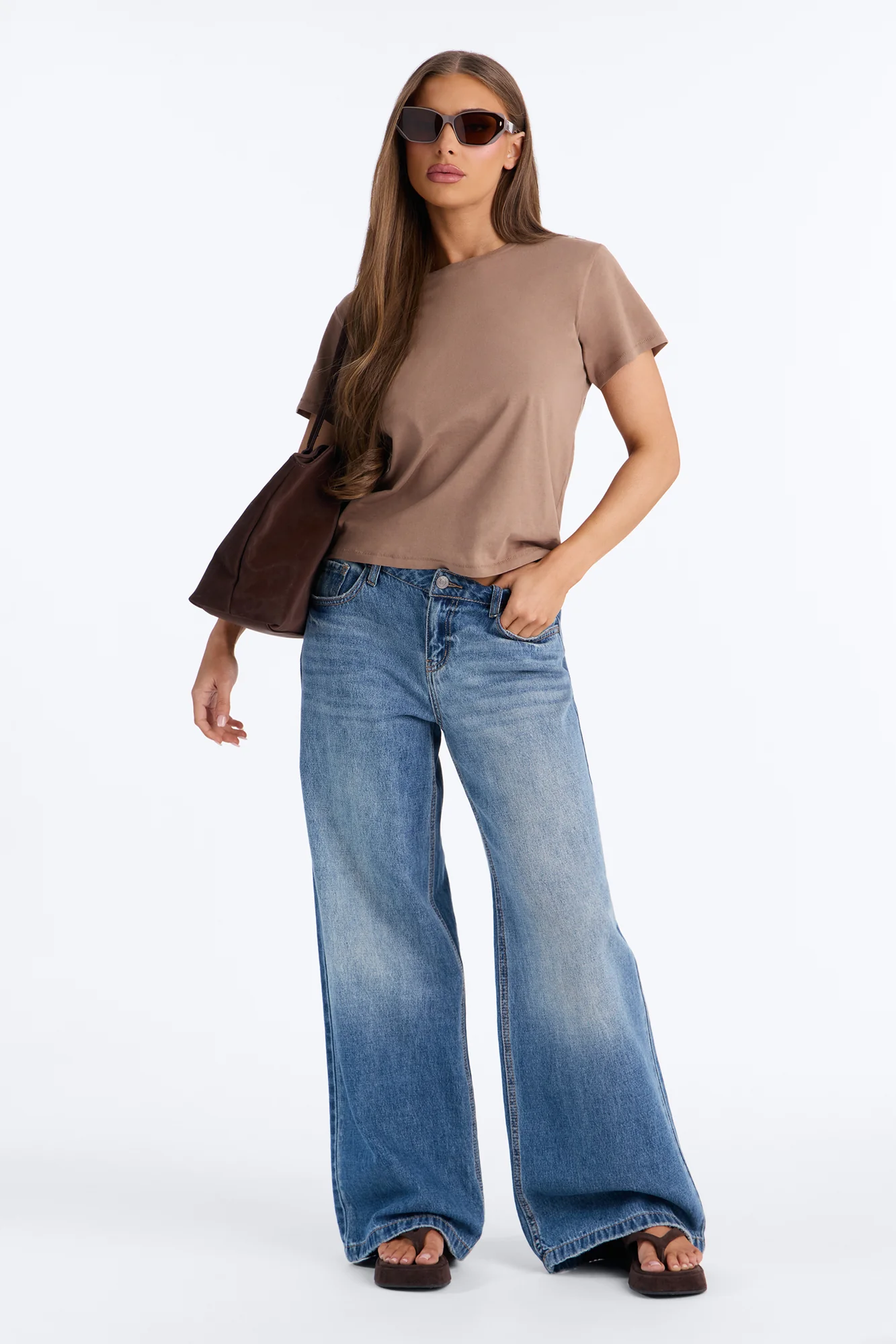 Simple And Modern Cropped Tee - Taupe - Image 2