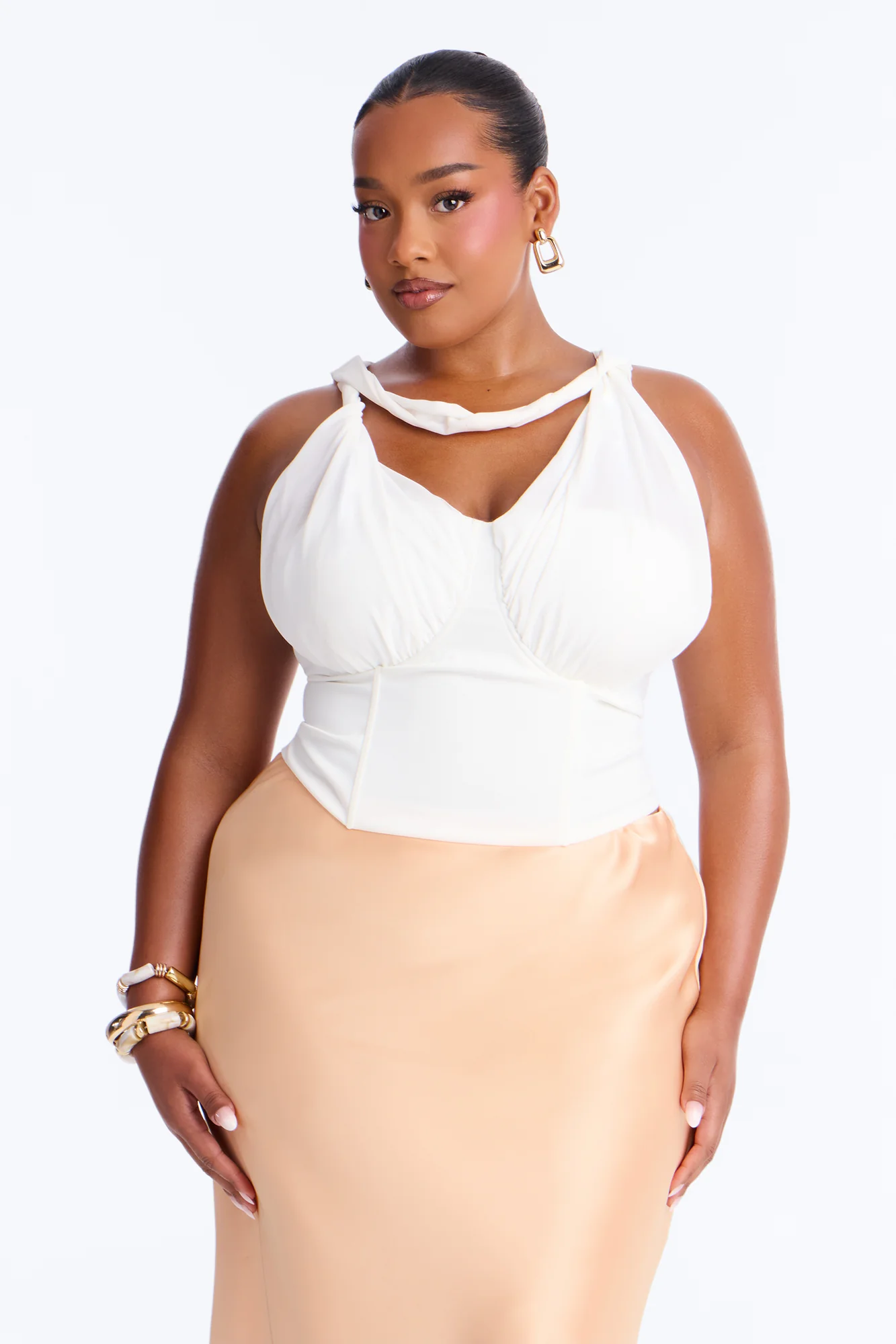 Sipping Champagne Chiffon Corset - White - Image 5