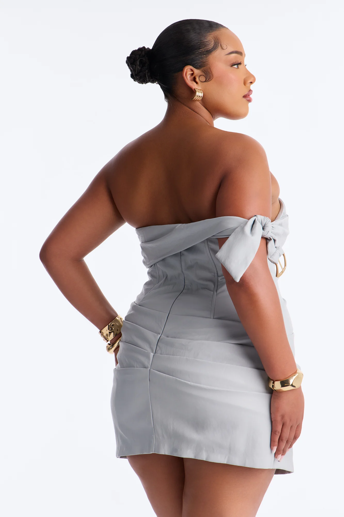 Siren Faux Leather Mini Dress - Light Blue - Image 8