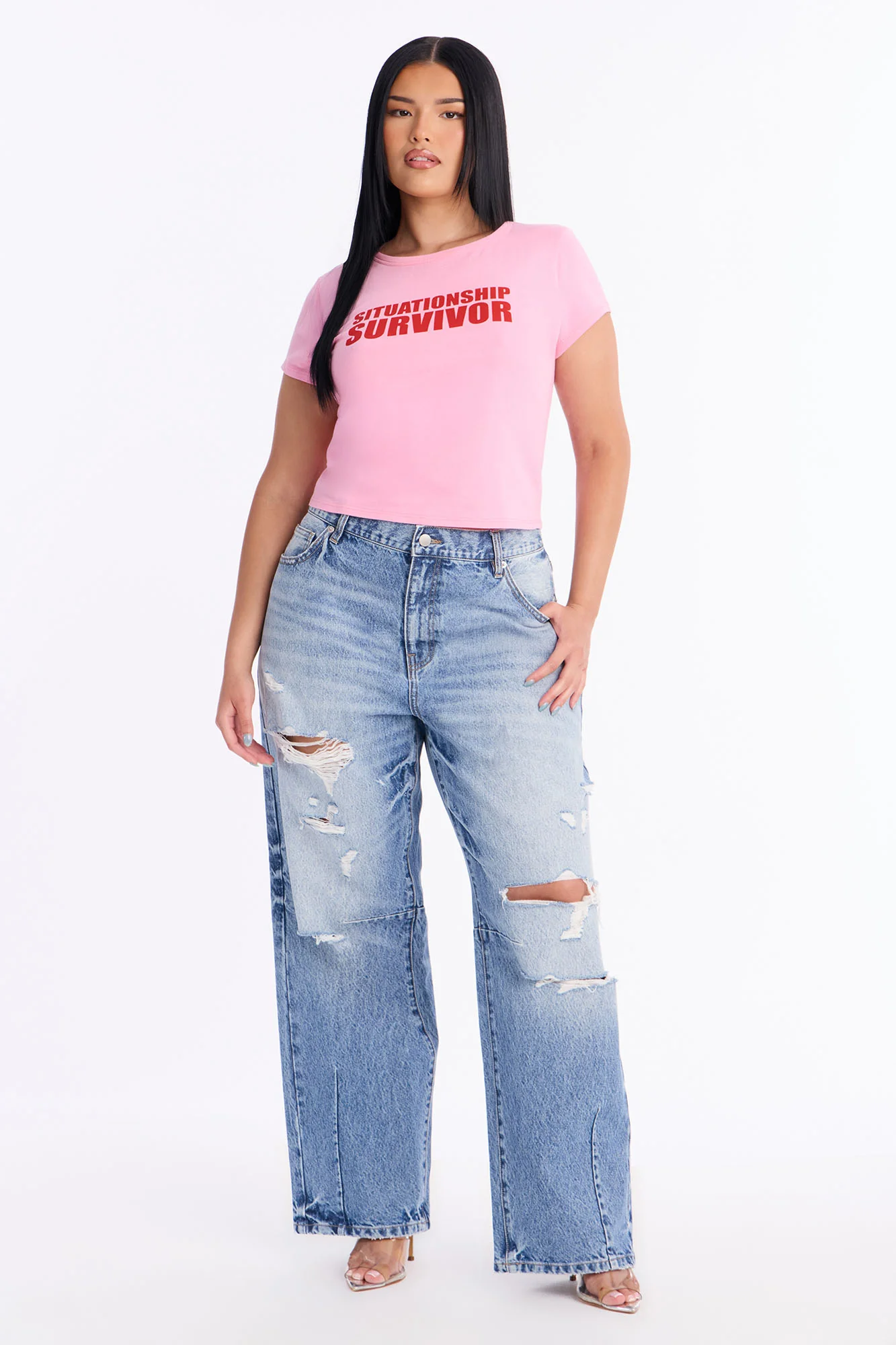 Situationship Survivor Baby Tee - Pink - Image 6