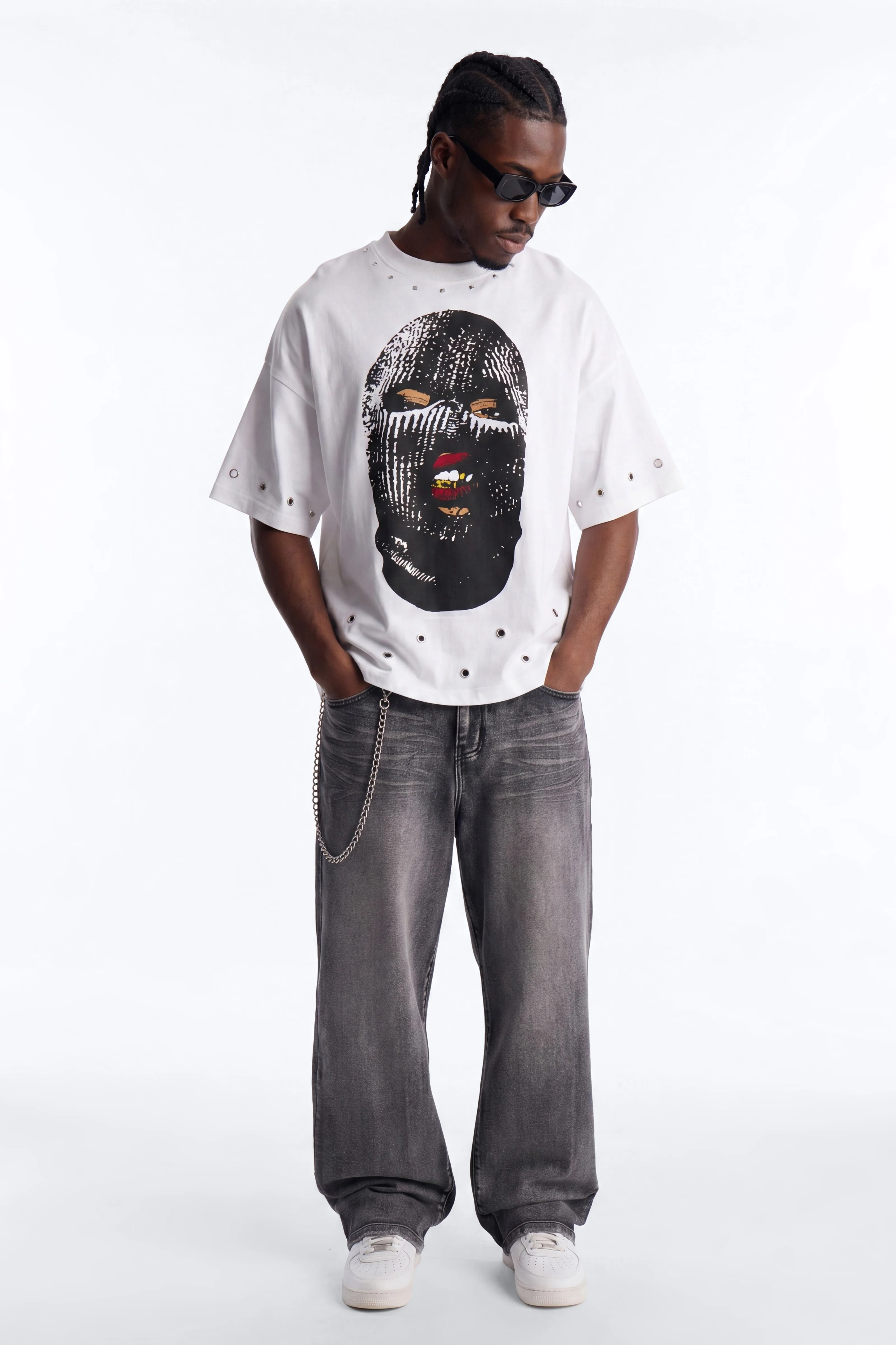 Ski Mask Way Pearl Heavy Weight Boxy Short Sleeve Tee - White - Image 2