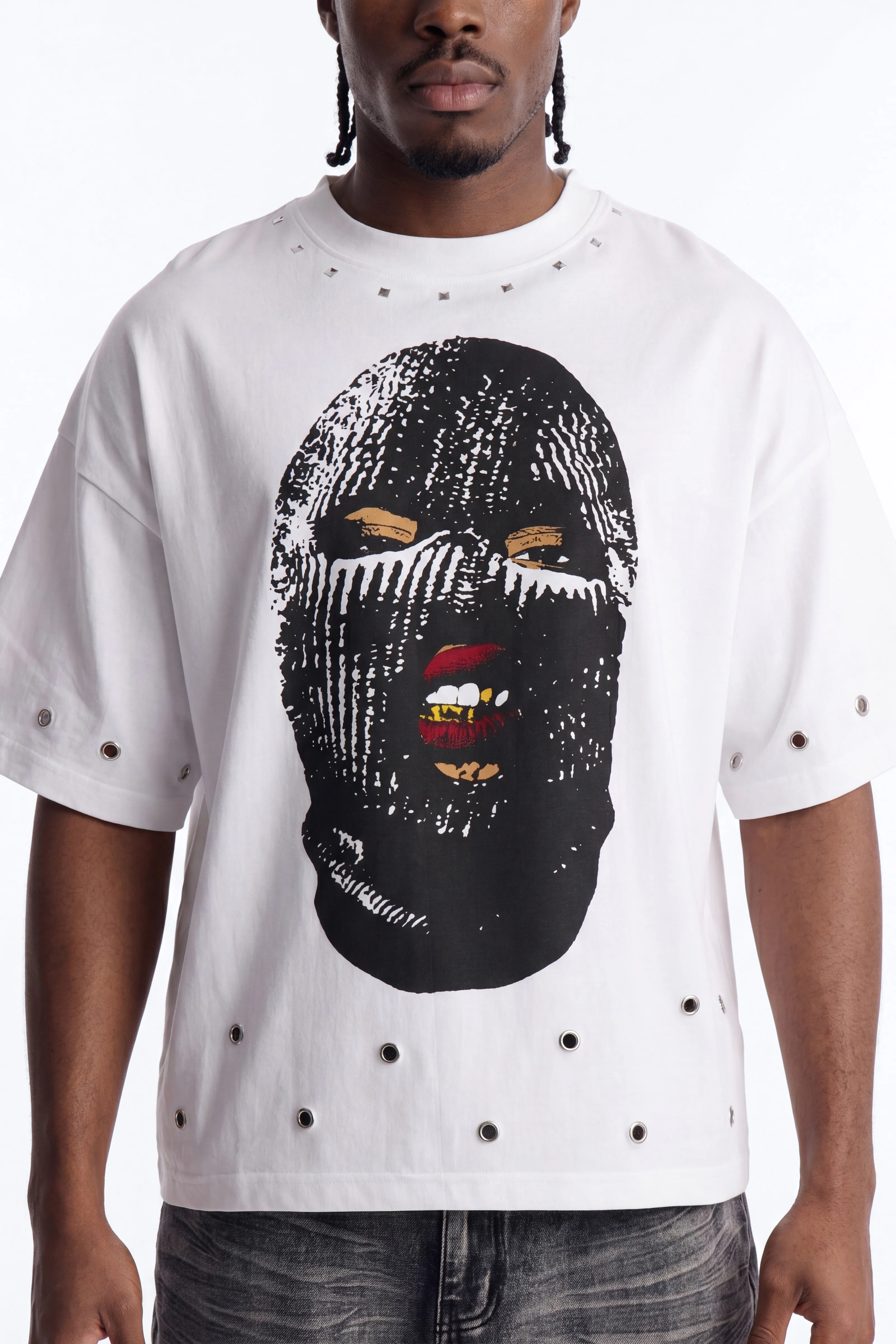 Ski Mask Way Pearl Heavy Weight Boxy Short Sleeve Tee - White - Image 3
