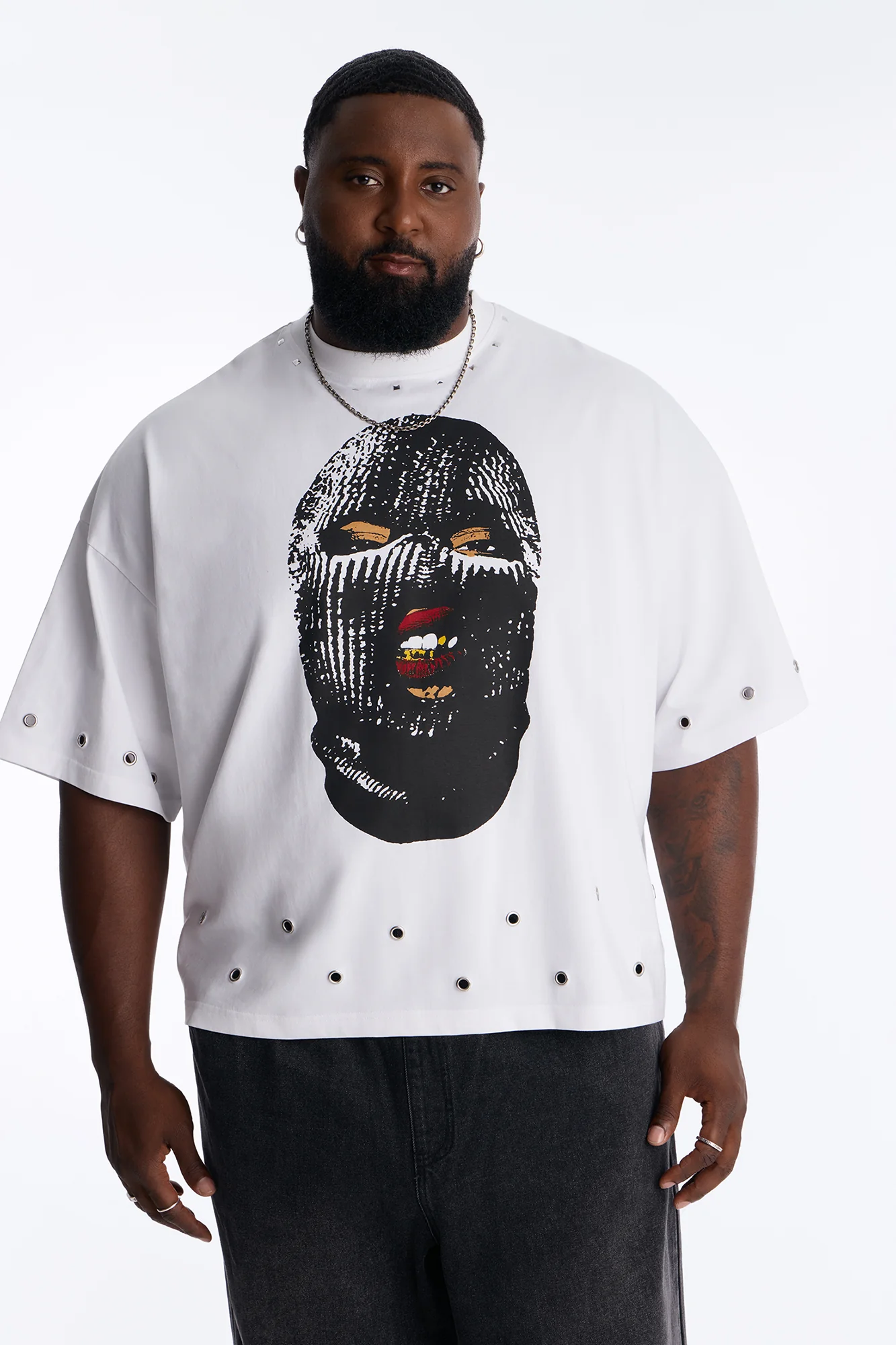 Ski Mask Way Pearl Heavy Weight Boxy Short Sleeve Tee - White - Image 5