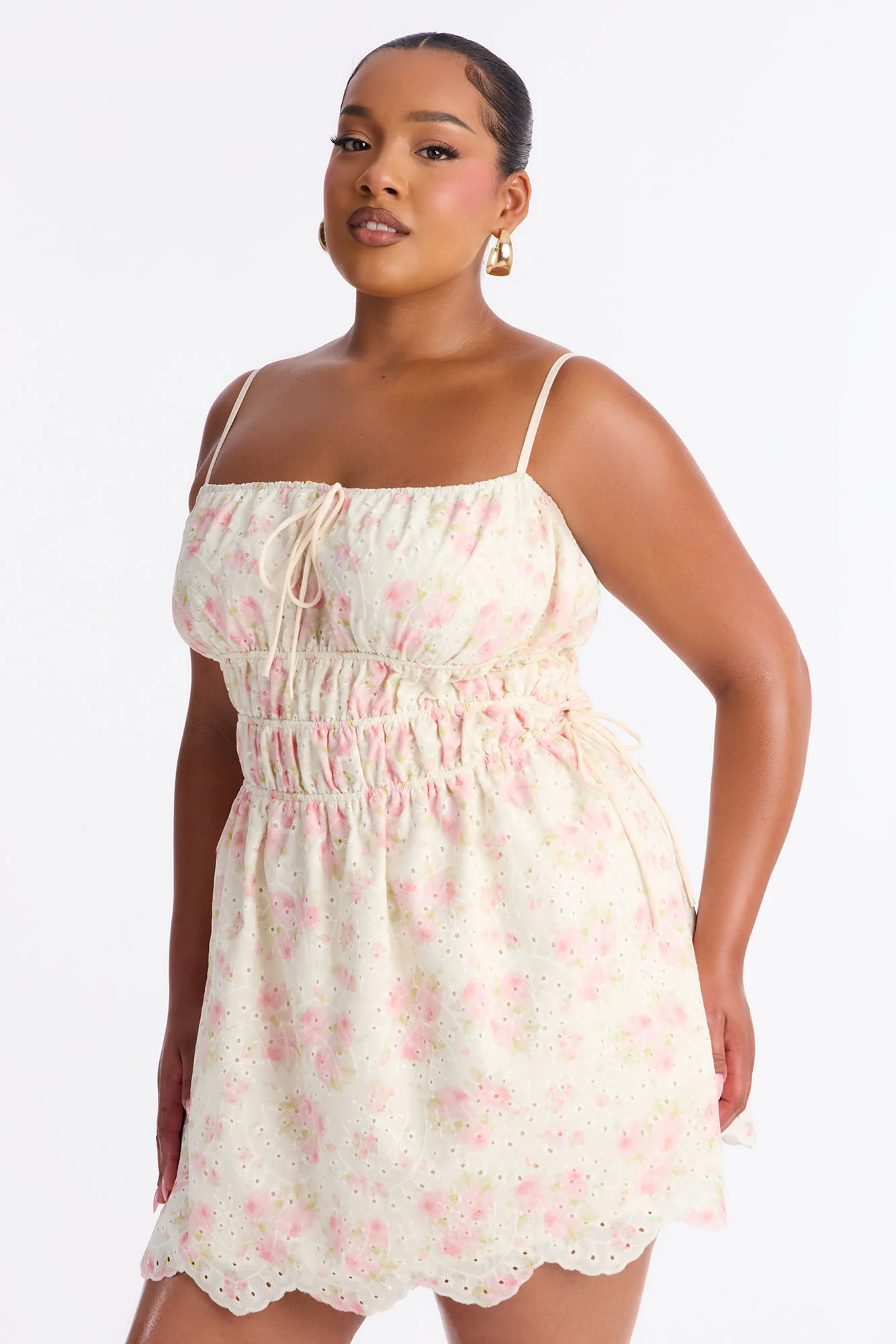 Skylar Floral Eyelet Mini Dress - Cream/combo - Image 6