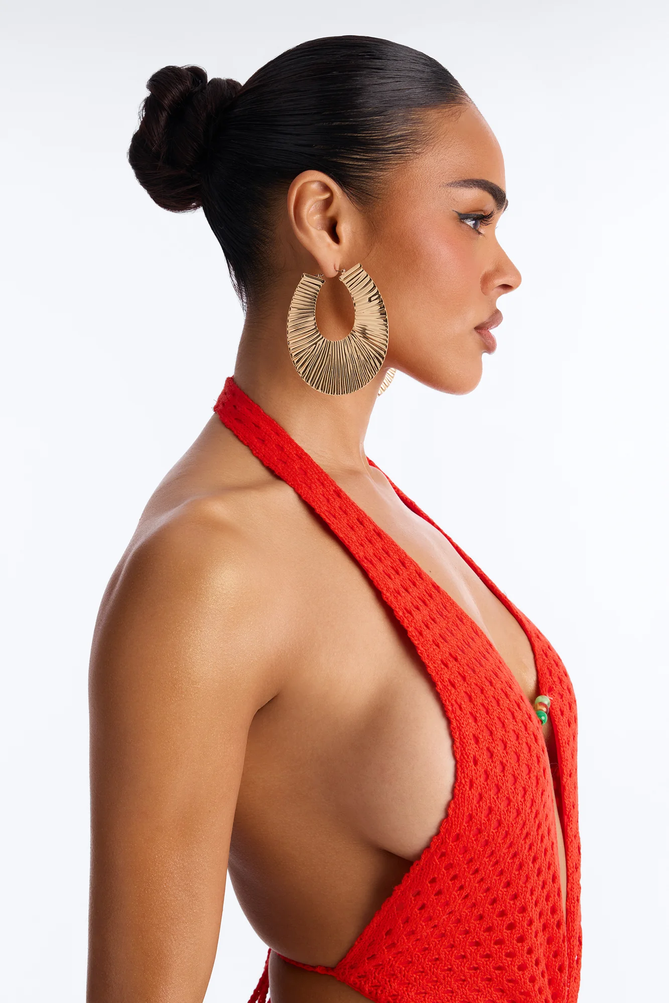 Sleek Hoop Earrings - Gold - Image 2