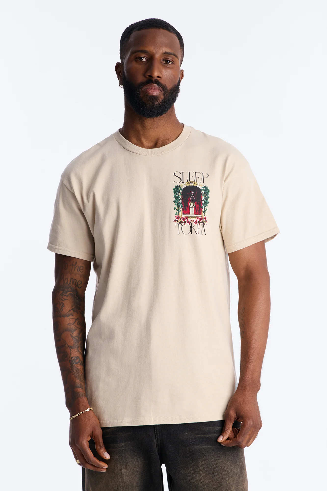 Sleep Token Rose Short Sleeve Tee - Cream - Image 4