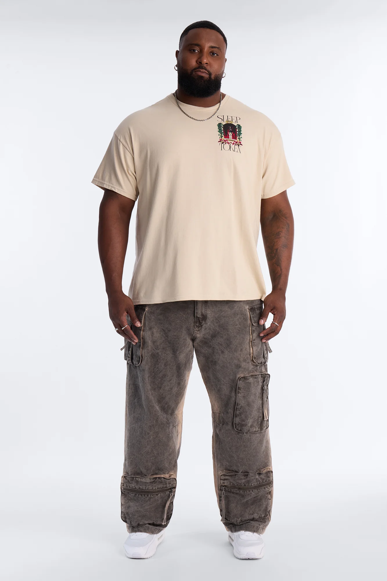 Sleep Token Rose Short Sleeve Tee - Cream - Image 6