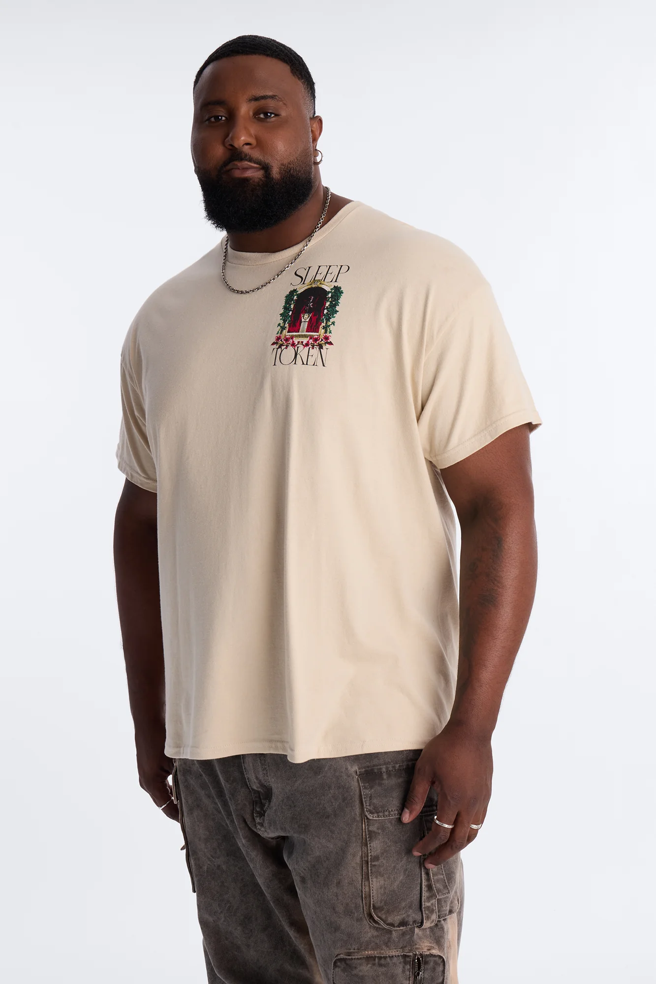 Sleep Token Rose Short Sleeve Tee - Cream - Image 8