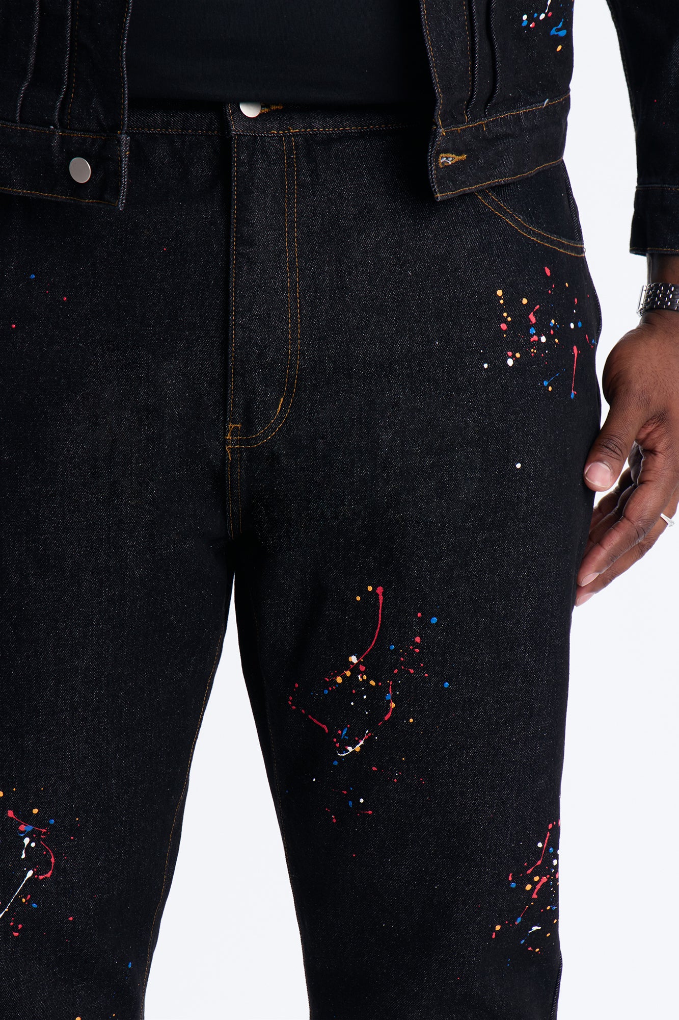 Slim Studio Paint Jeans - Dark Wash - Image 8