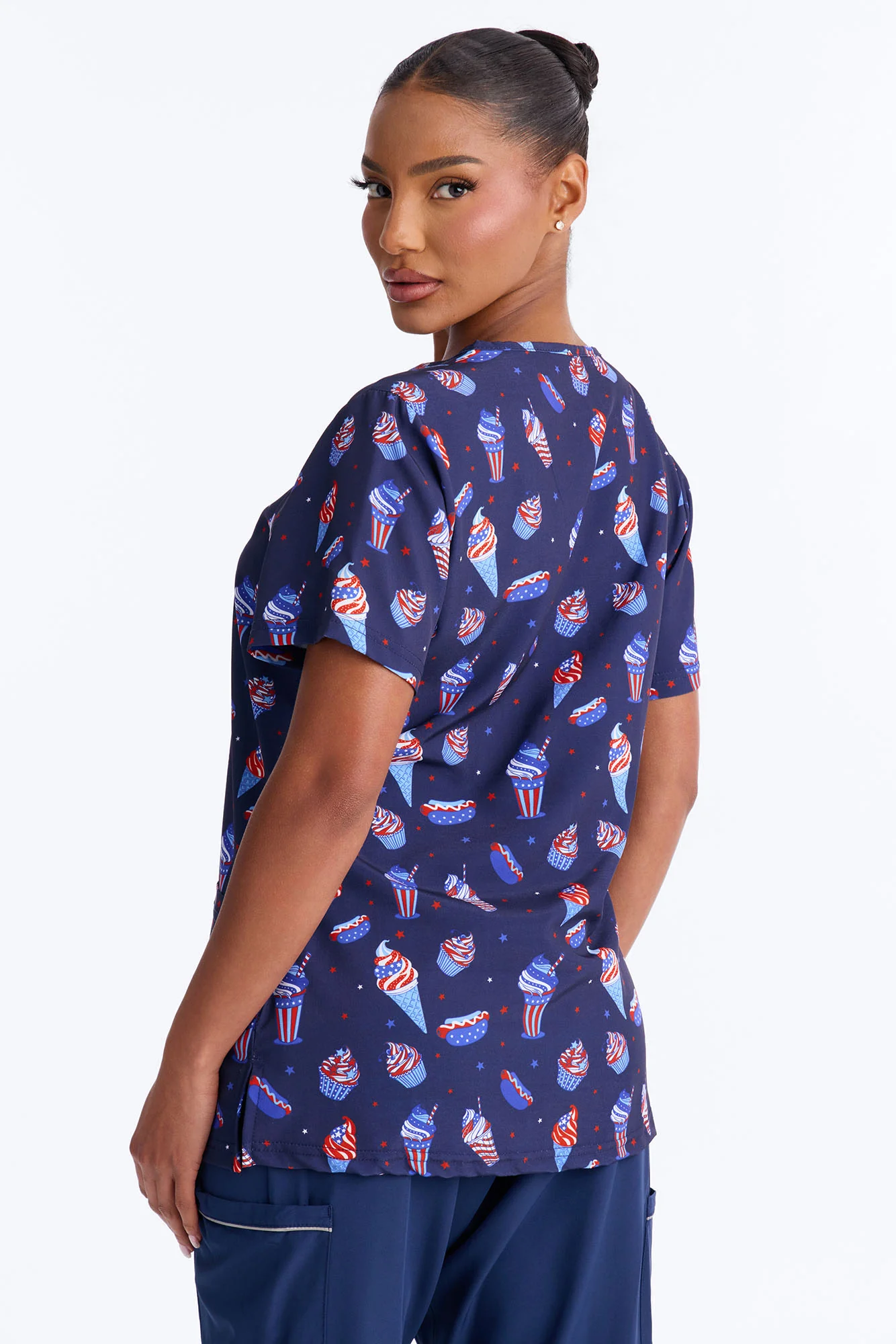 Snack Break Scrub Top - Navy/combo - Image 4