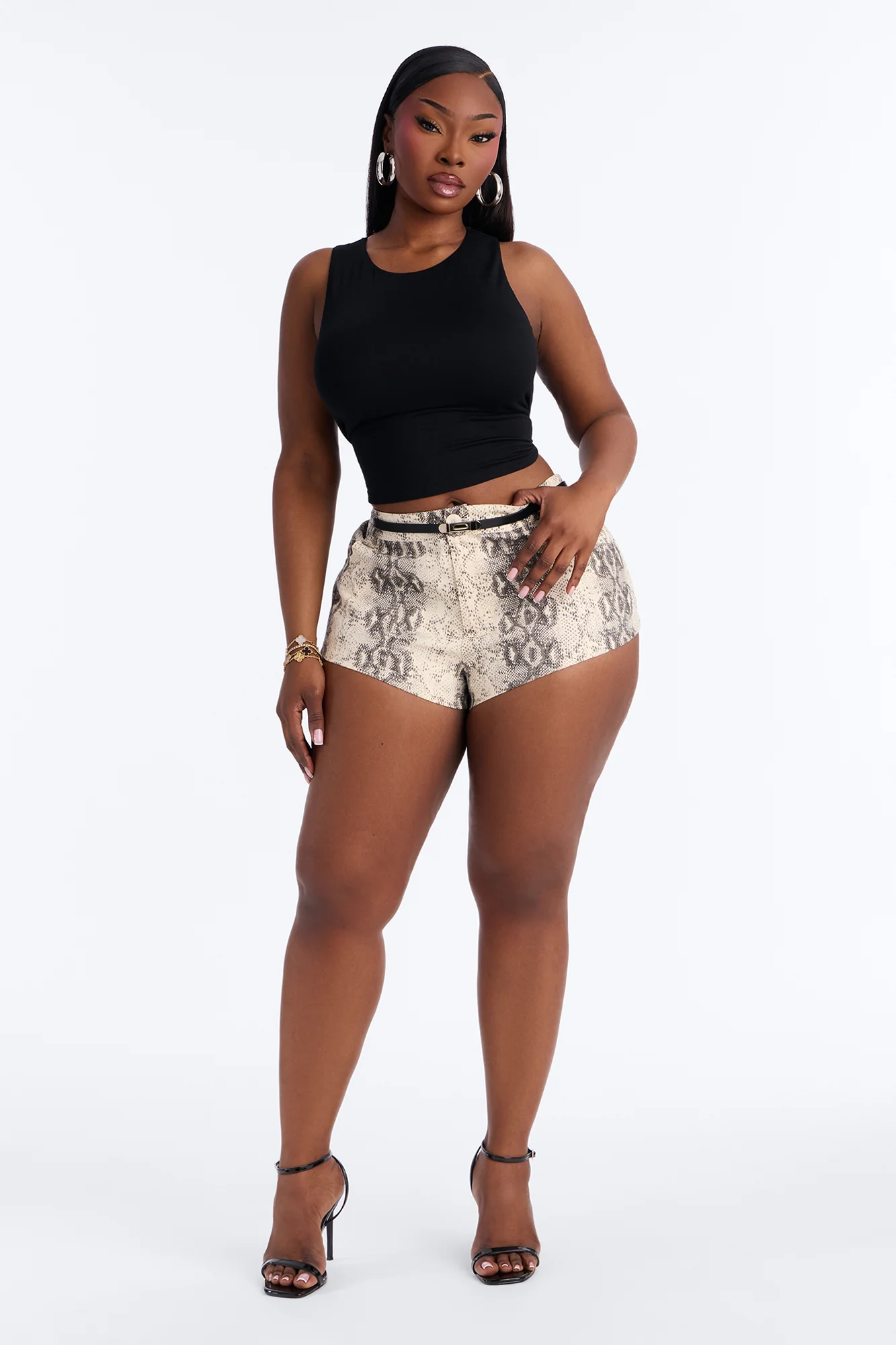 Snake Eyes Belted Twill Micro Short - Cream/combo - Image 6