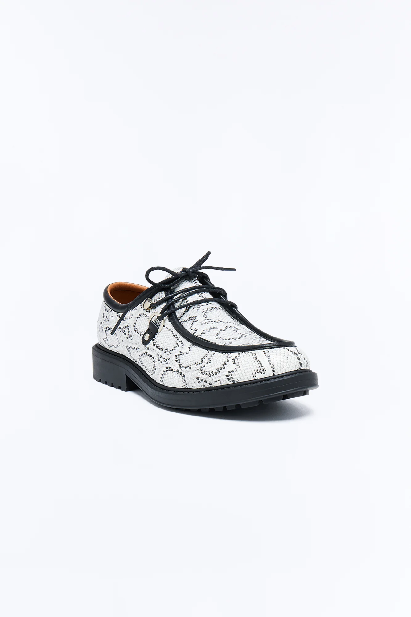Snake Print Lug Sole Lace Up Shoe - White/combo - Image 4