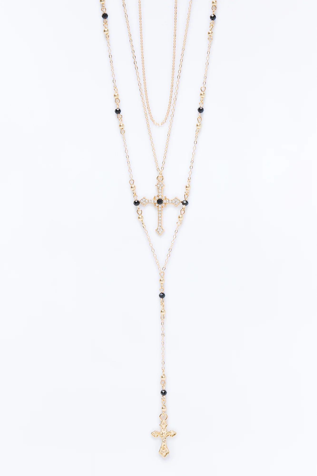 So Angelic Lariat Cross Necklace - Gold/Black - Image 3