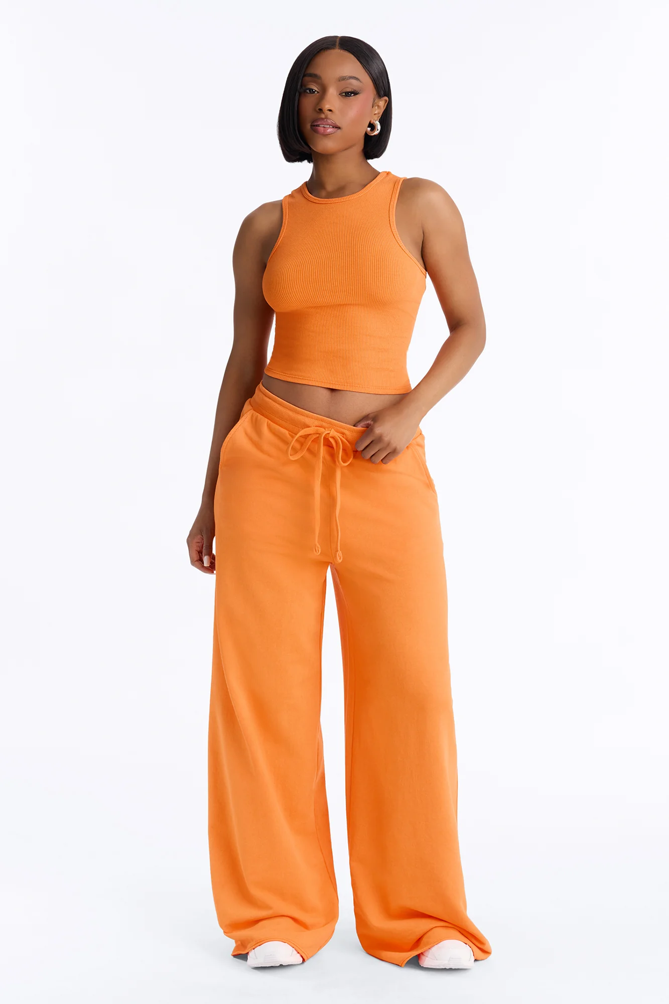So Chill French Terry Pant Set - Orange