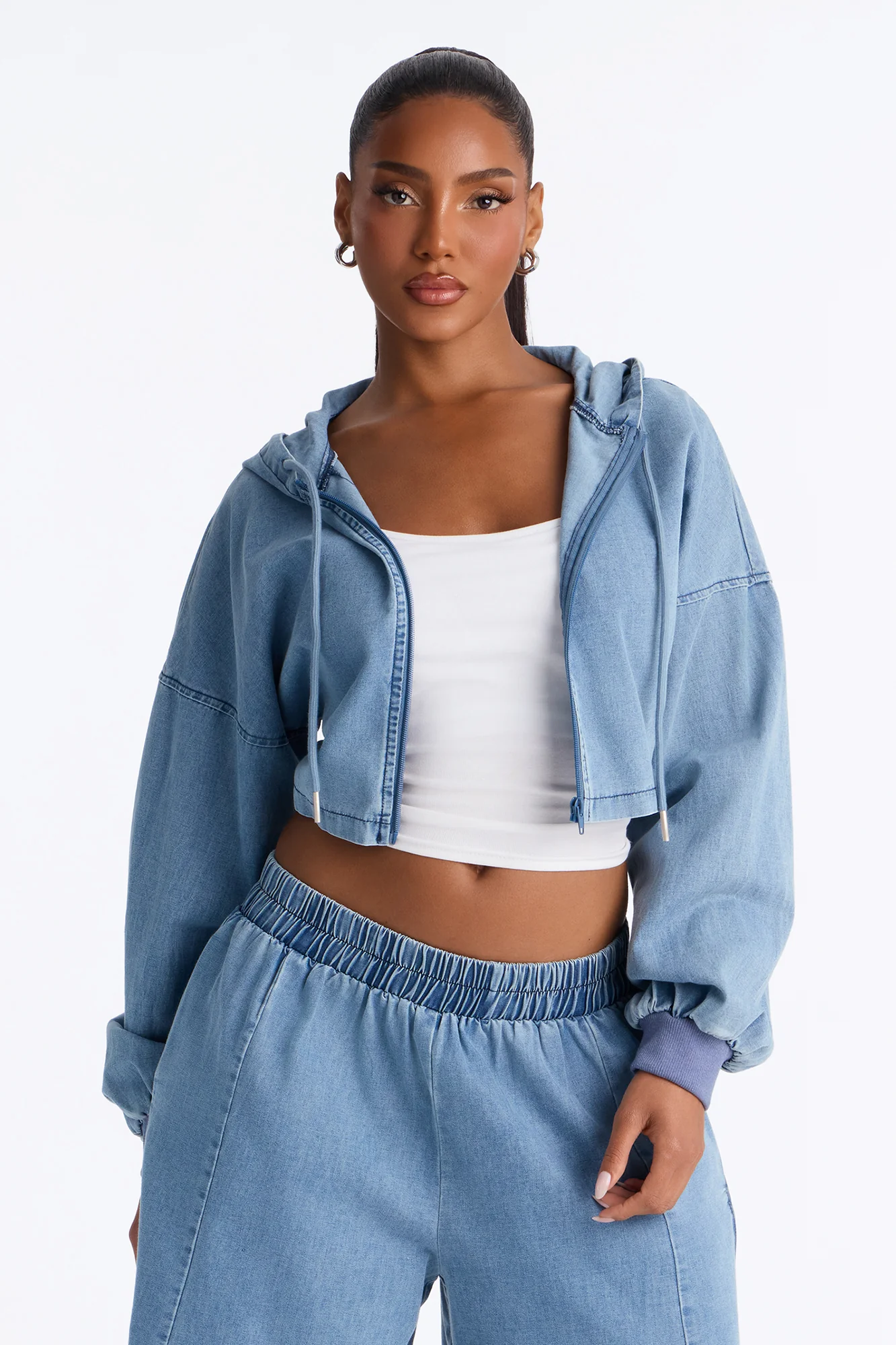 So Down Chambray Jort Set - Light Wash - Image 2