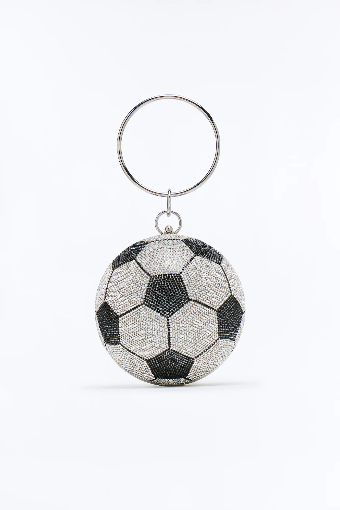Soccer Girl Rhinestone Clutch - White/Black - Image 4