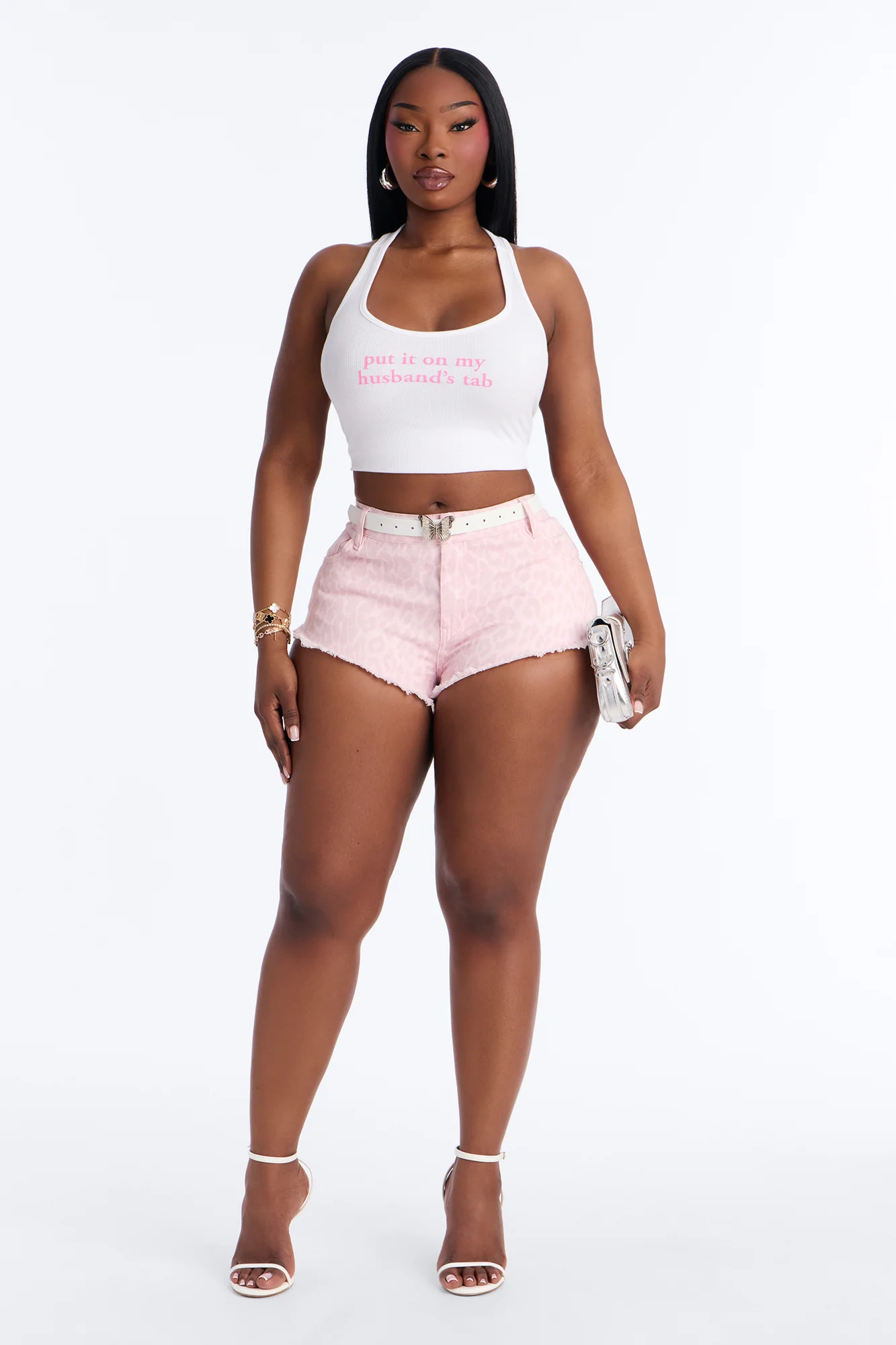Social Butterfly Belted Leopard Micro Short - Pink - Image 7