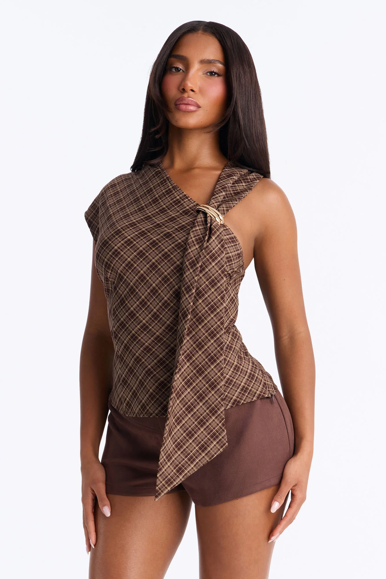Soft Days Plaid Blouse - Brown/combo - Image 2