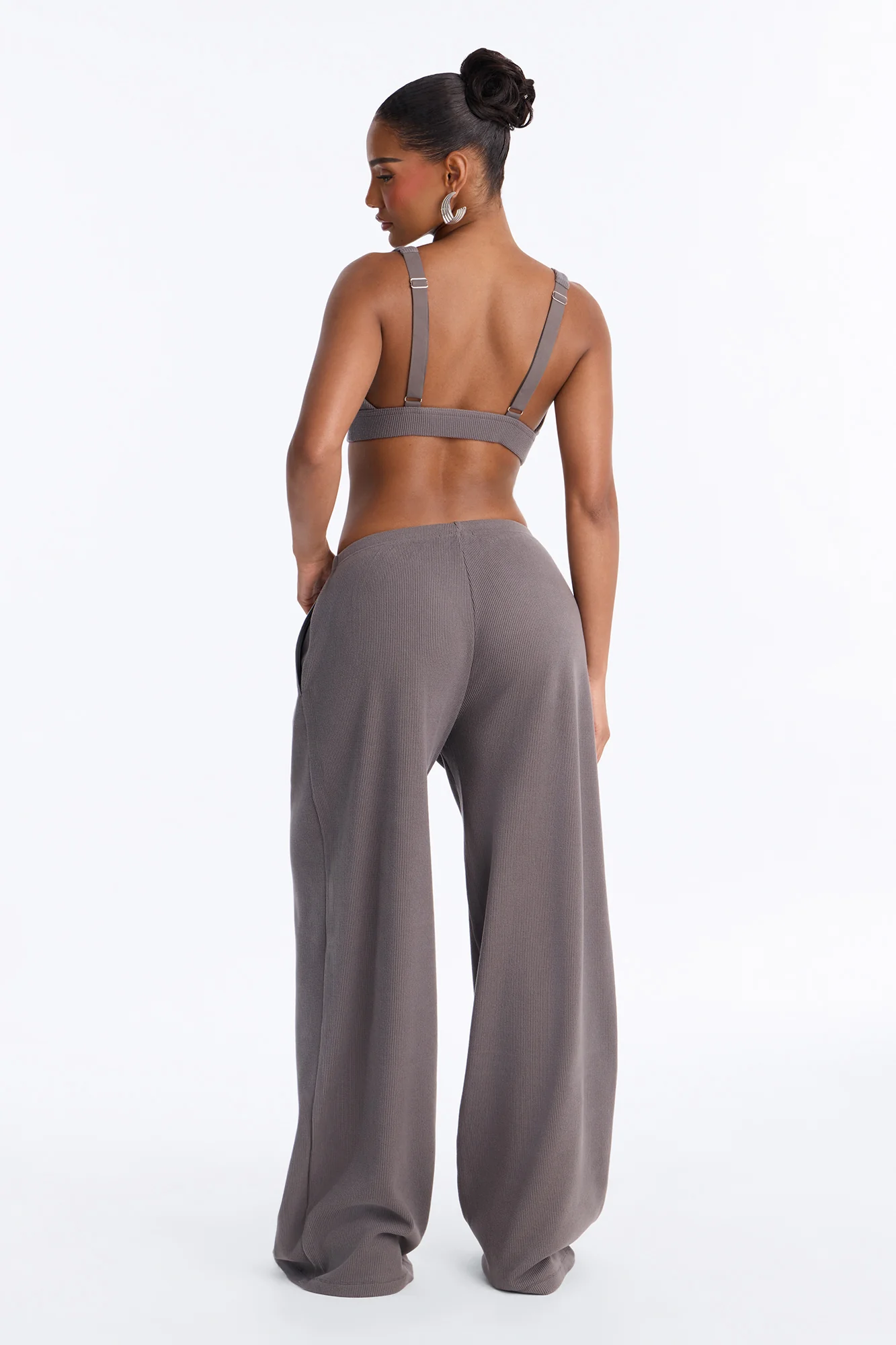 Soft Girl Era Waffle Pant Set - Charcoal - Image 4