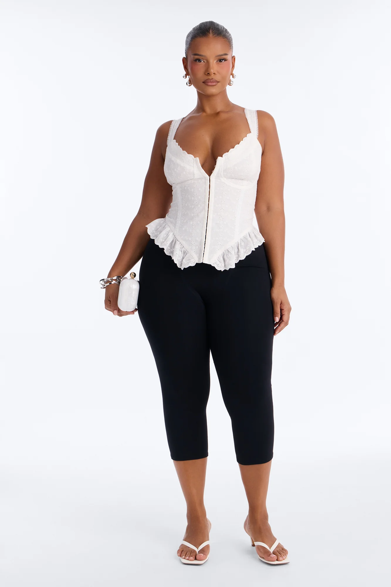 Soft Love Voile Sleeveless Corset Top - White - Image 6