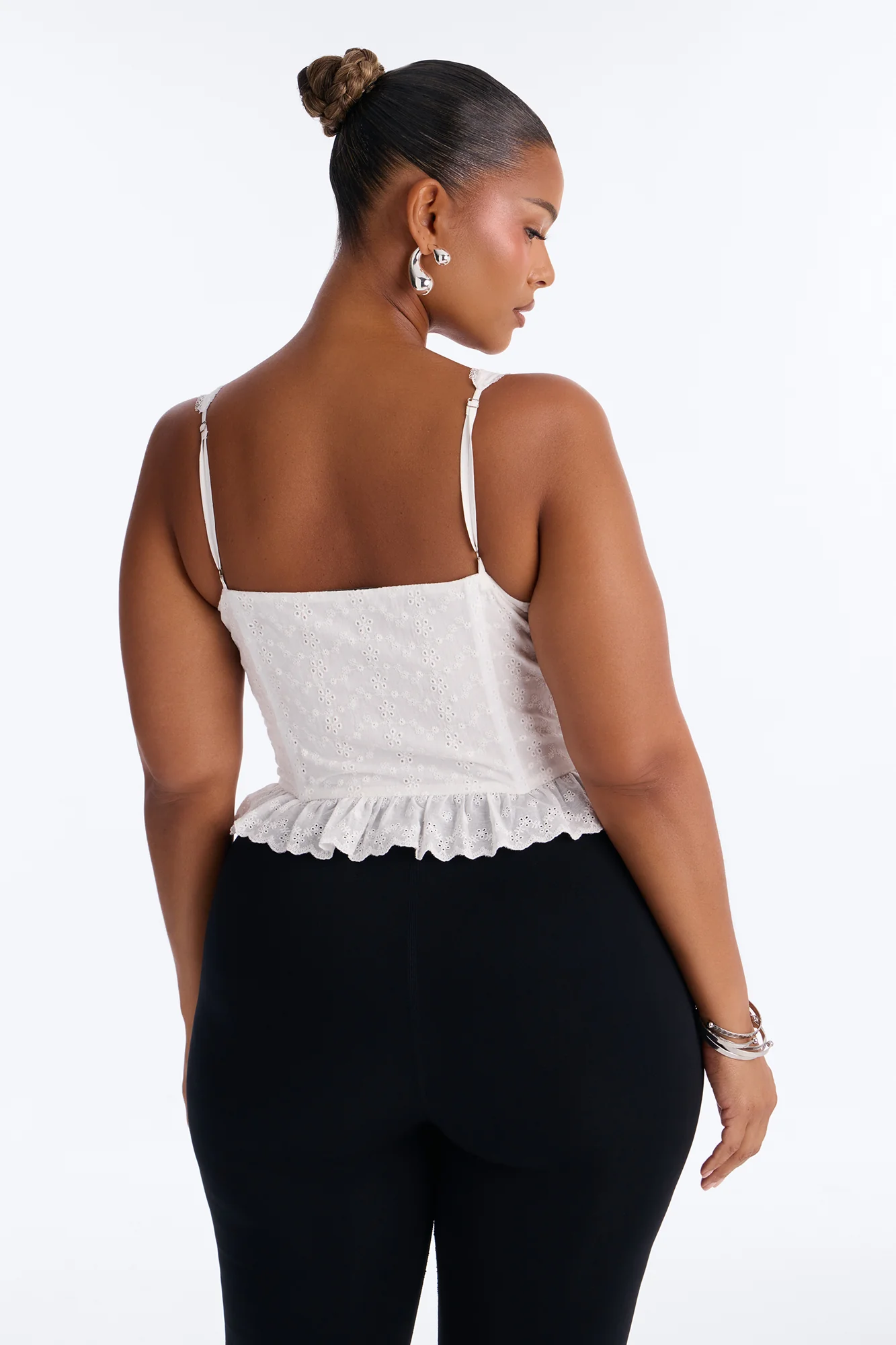 Soft Love Voile Sleeveless Corset Top - White - Image 8