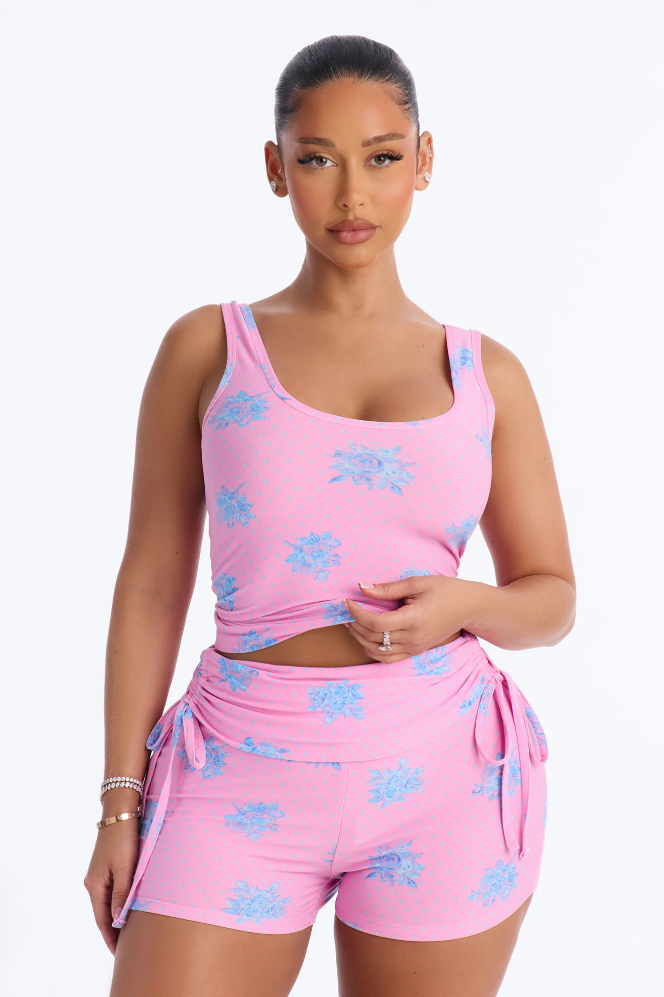 Soft Promises Cami PJ Foldover Short Set - Pink/combo