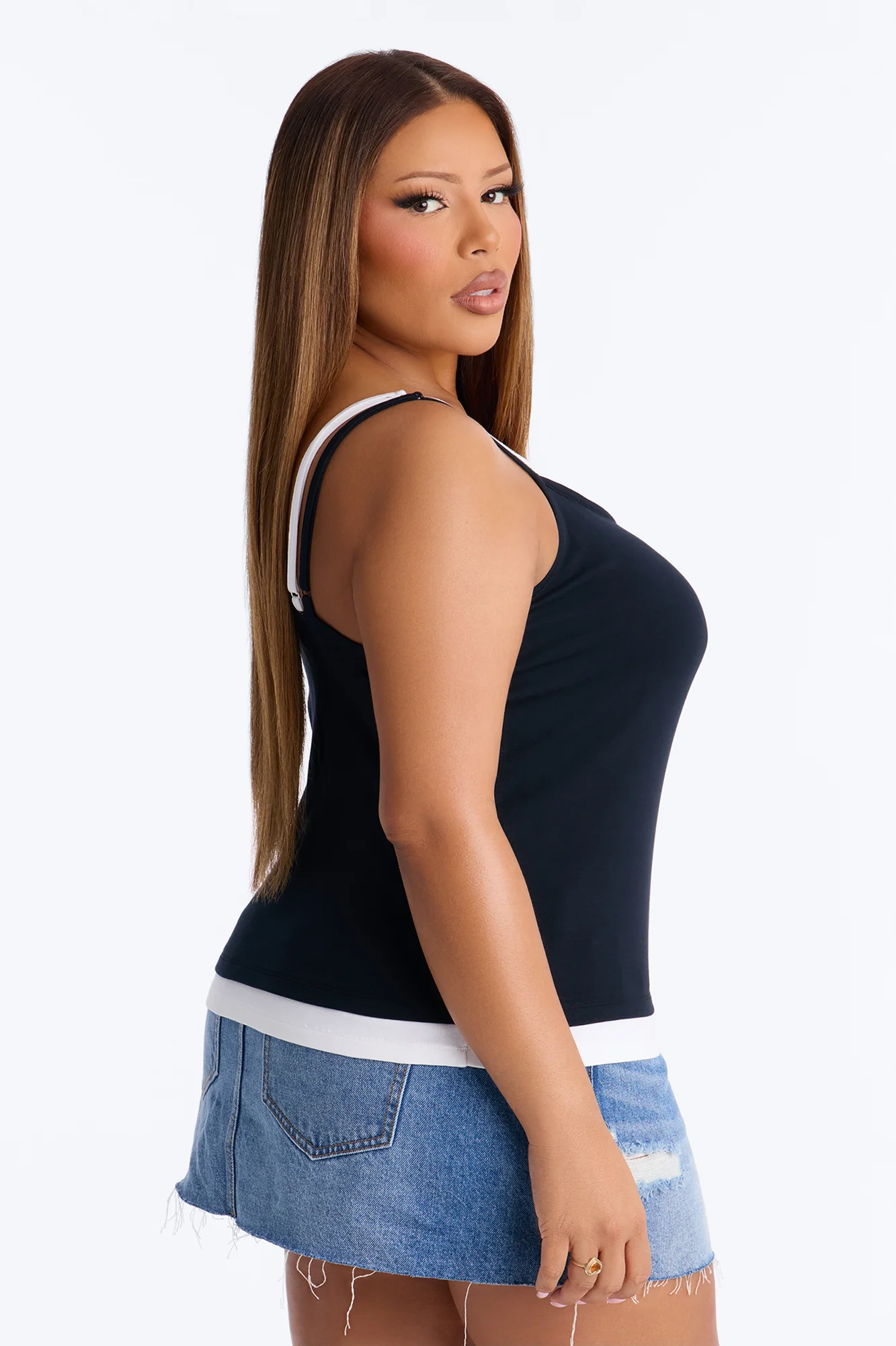 Soho Babe Double Layered Cami Top - Black/White - Image 7