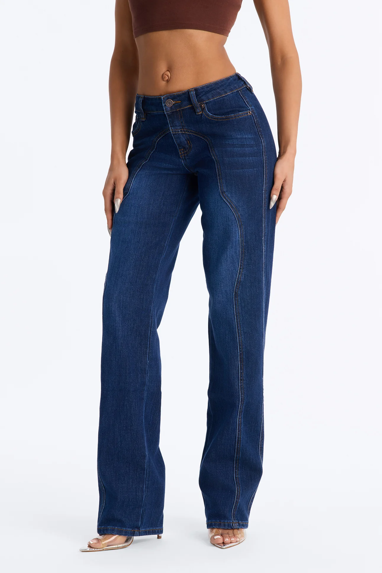 Soho Low Rise Stretch Straight Leg Jeans - Dark Wash - Image 2