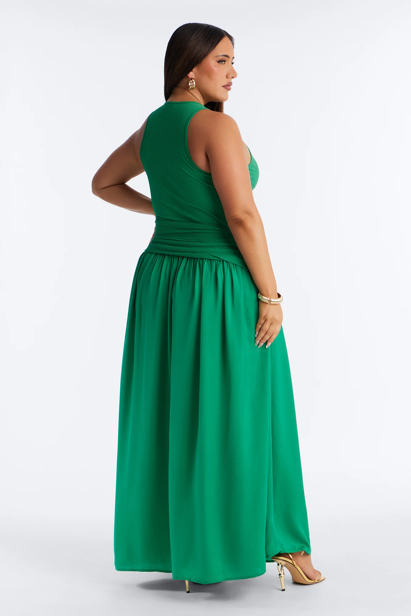 Soho Sleeveless Ribbed Maxi Dress - Kelly Green - Image 8