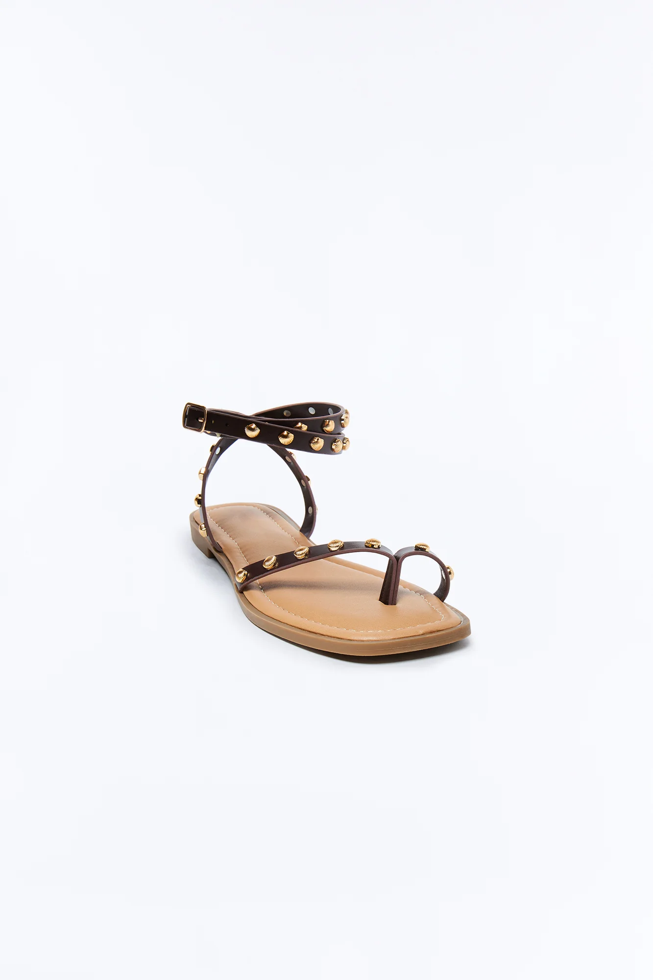 Sola Studded Toe Ring Sandals - Brown - Image 3