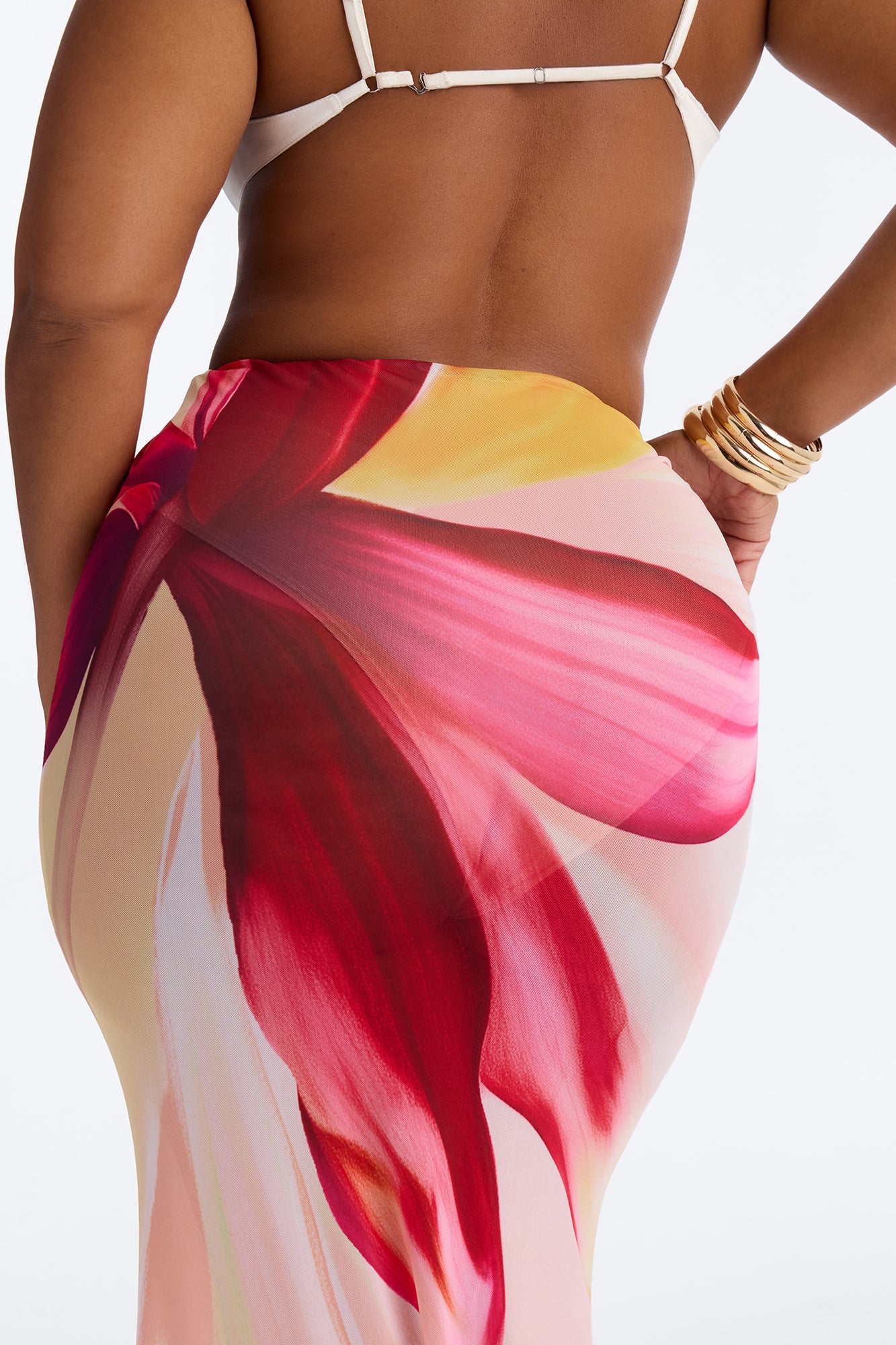 Soleil Sheer Floral Mesh Maxi Skirt - Pink/combo - Image 7