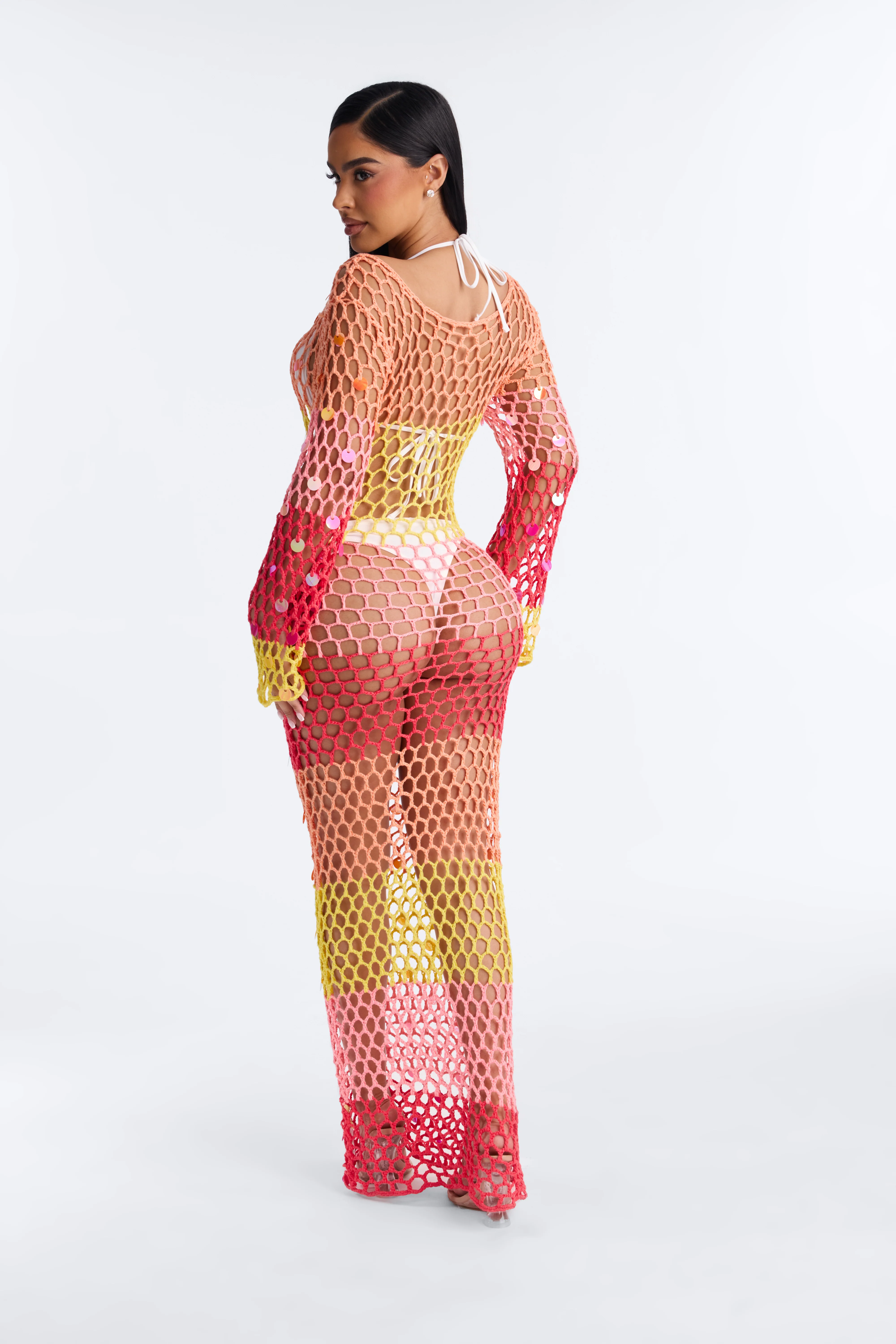 Something New Long Sleeve Maxi Coverup - Pink/combo - Image 11