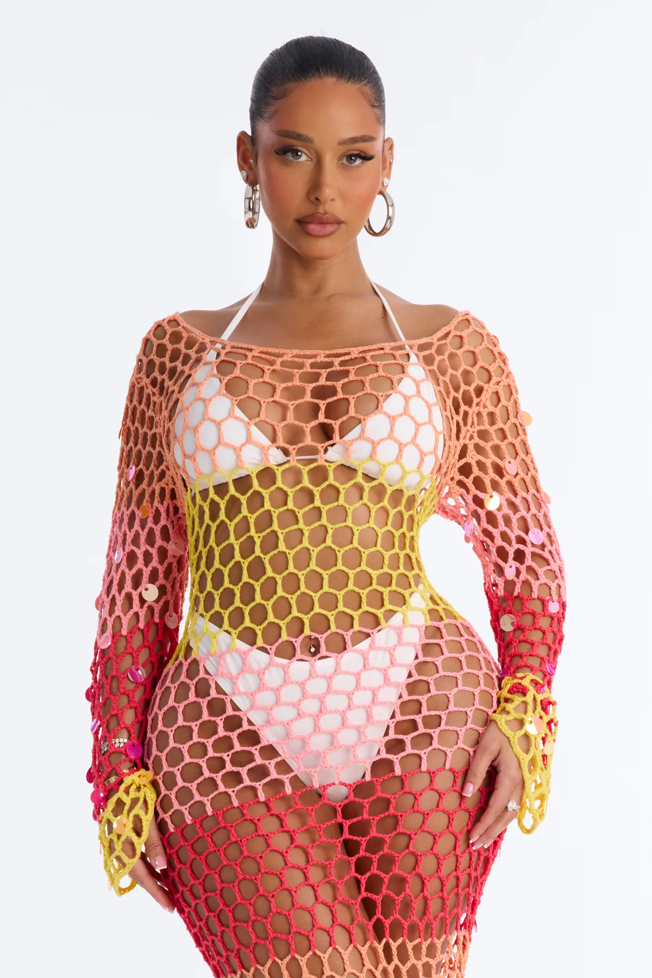 Something New Long Sleeve Maxi Coverup - Pink/combo - Image 6