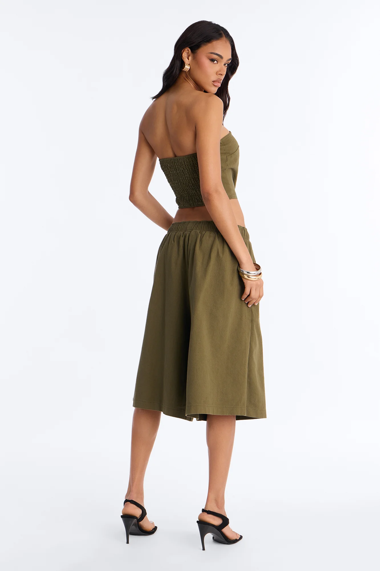 Sophia Drawstring Jort Set - Olive - Image 4