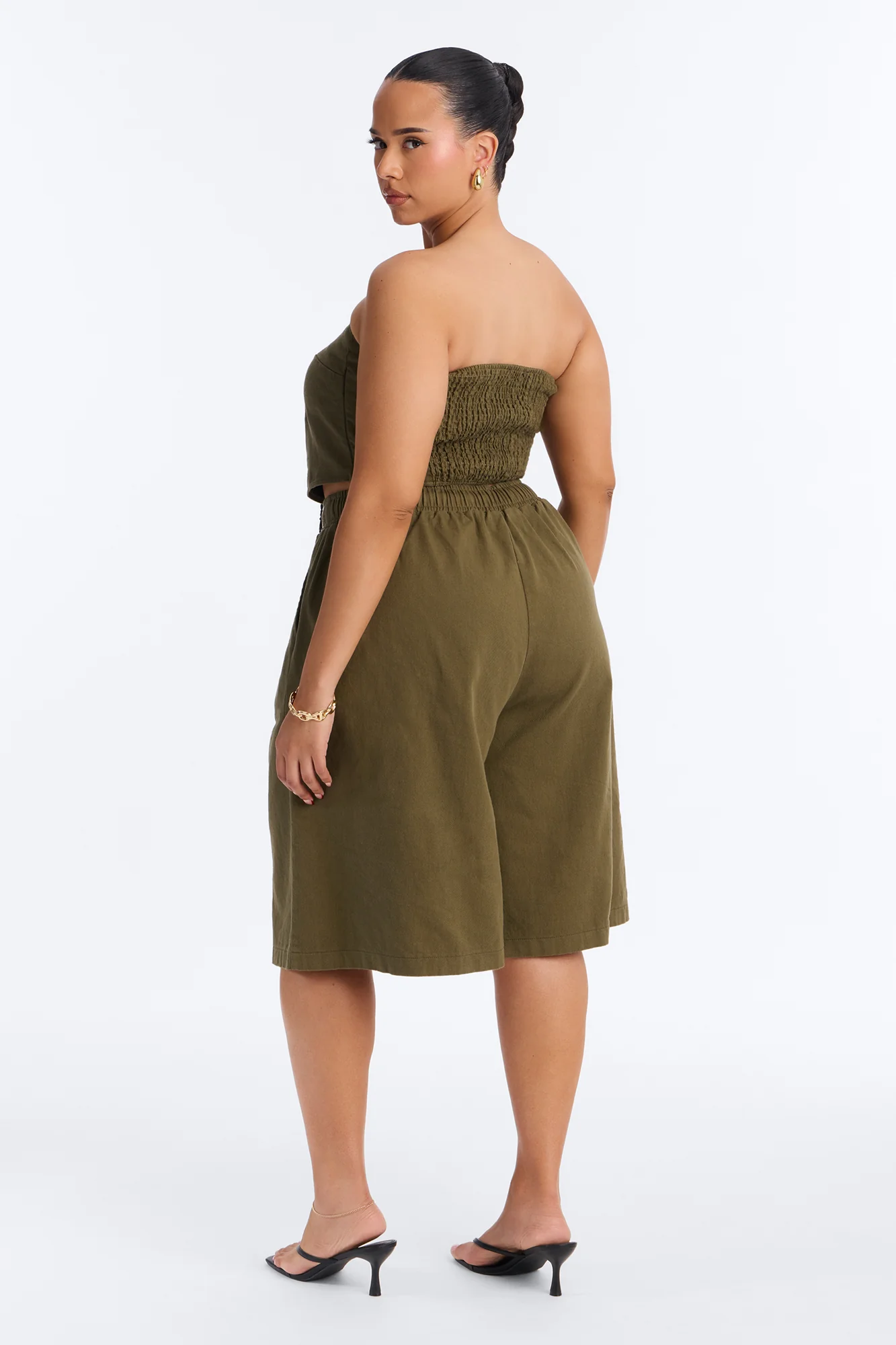 Sophia Drawstring Jort Set - Olive - Image 8