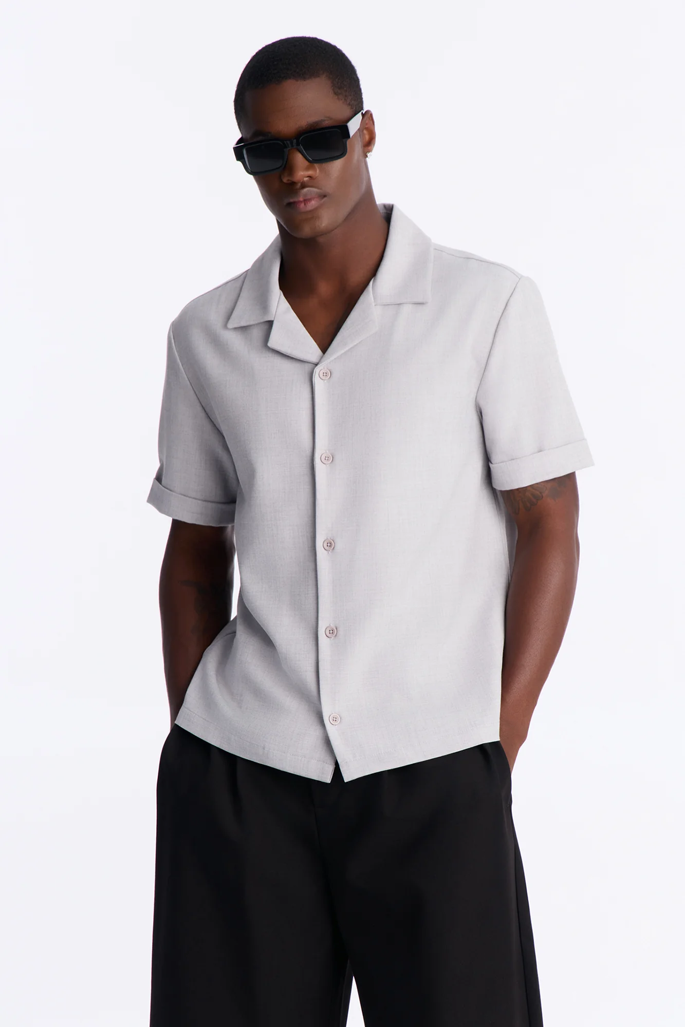 Sorrento Relaxed Button Up Shirt - Grey