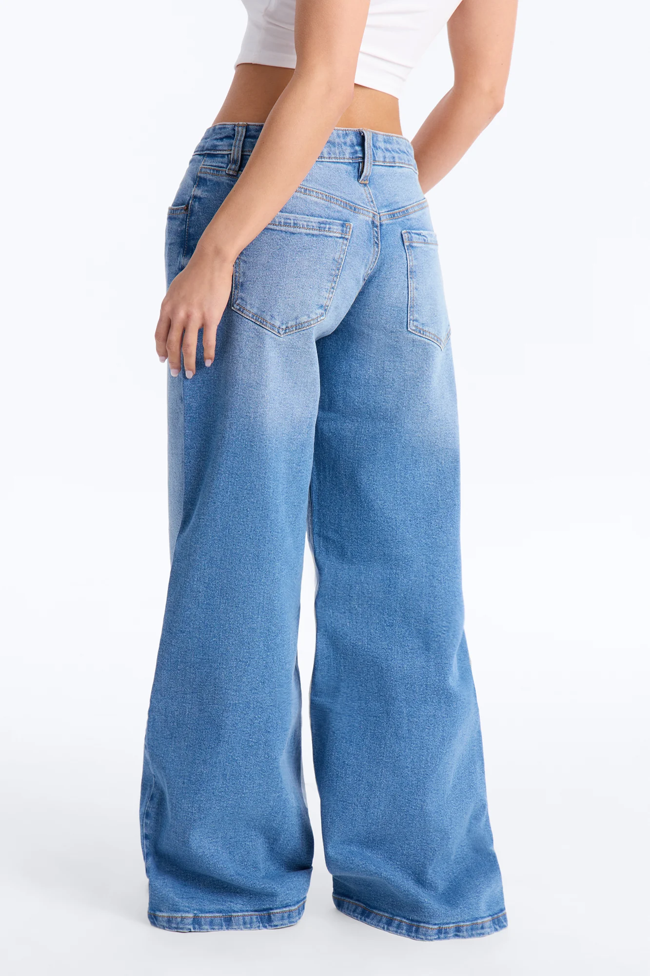 Southie Stretch Wide Leg Jeans - Medium Wash - Image 3