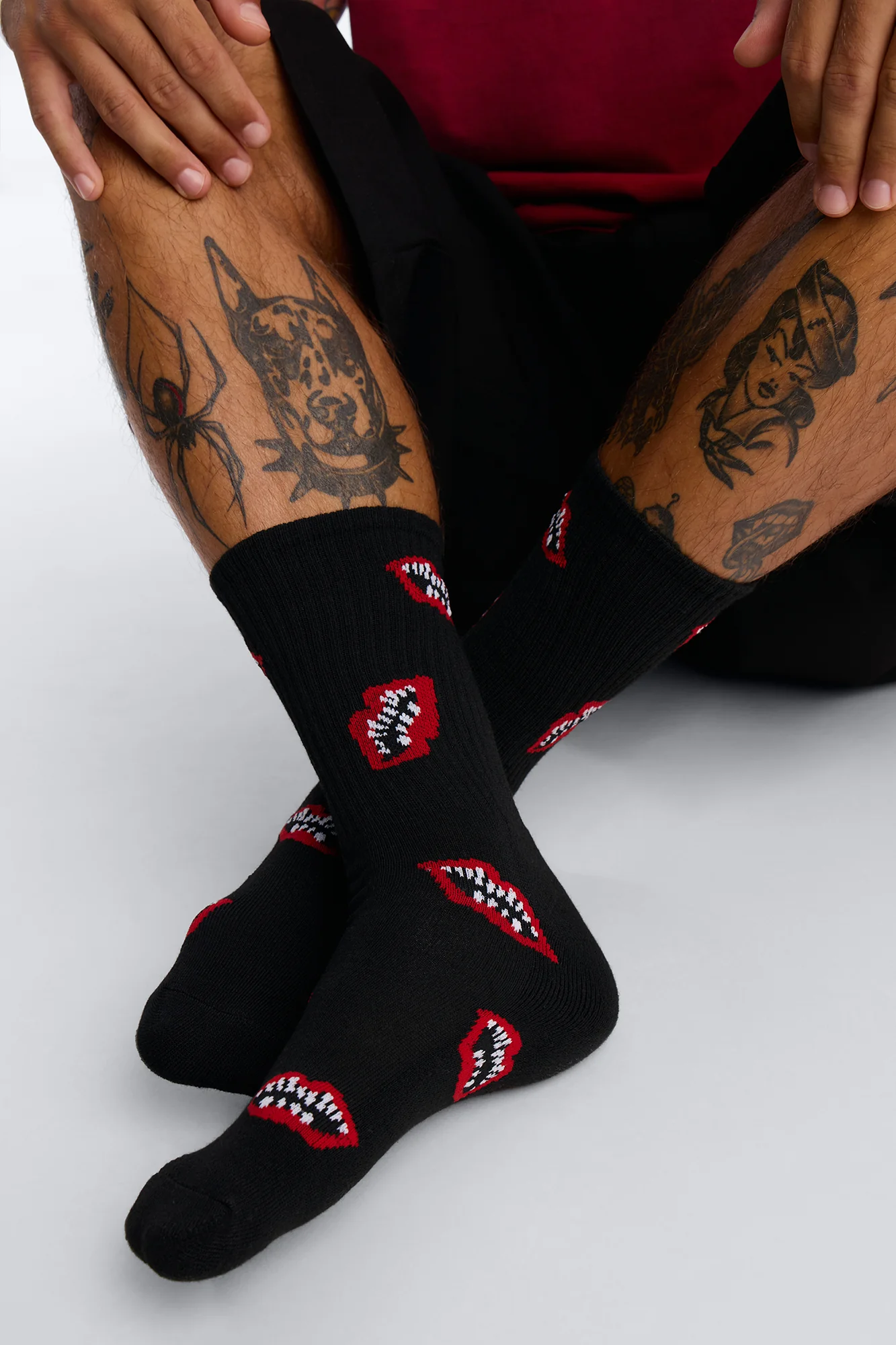 Speak Up Graphic Ribbed Crew Socks - Black - Image 2