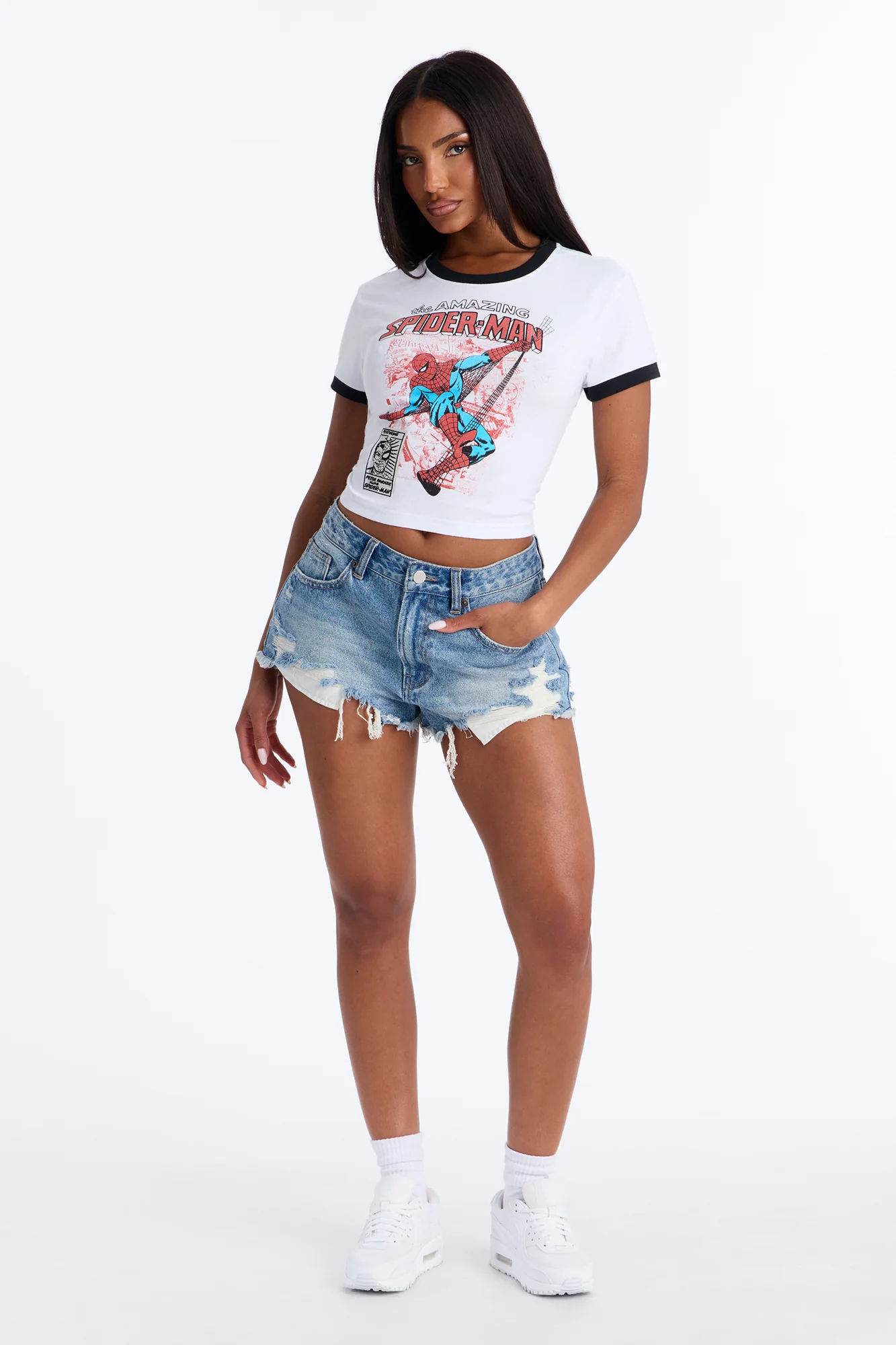 Spiderman Ringer Tee - White - Image 2