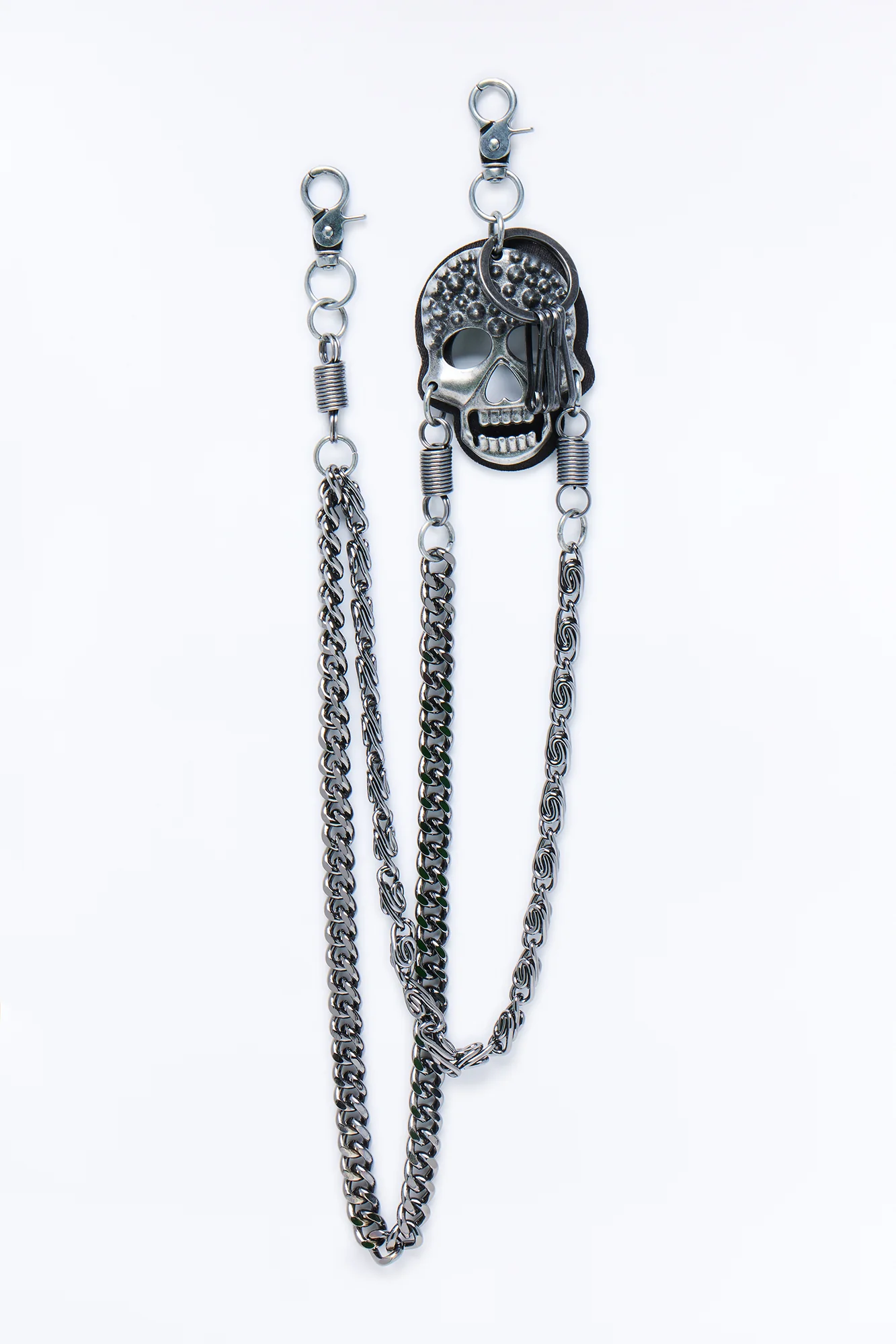Spiked Skull Chain Link Layered Pant Chain - Gunmetal - Image 3
