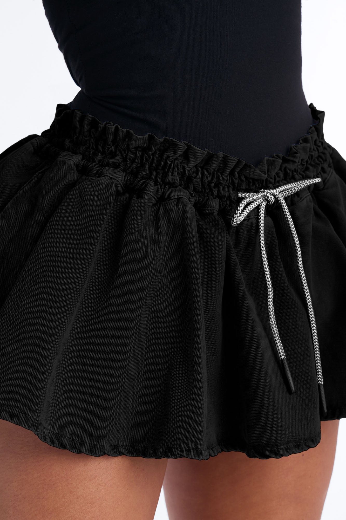 Sport Mode Washed Twill Micro Mini Skort - Black - Image 3