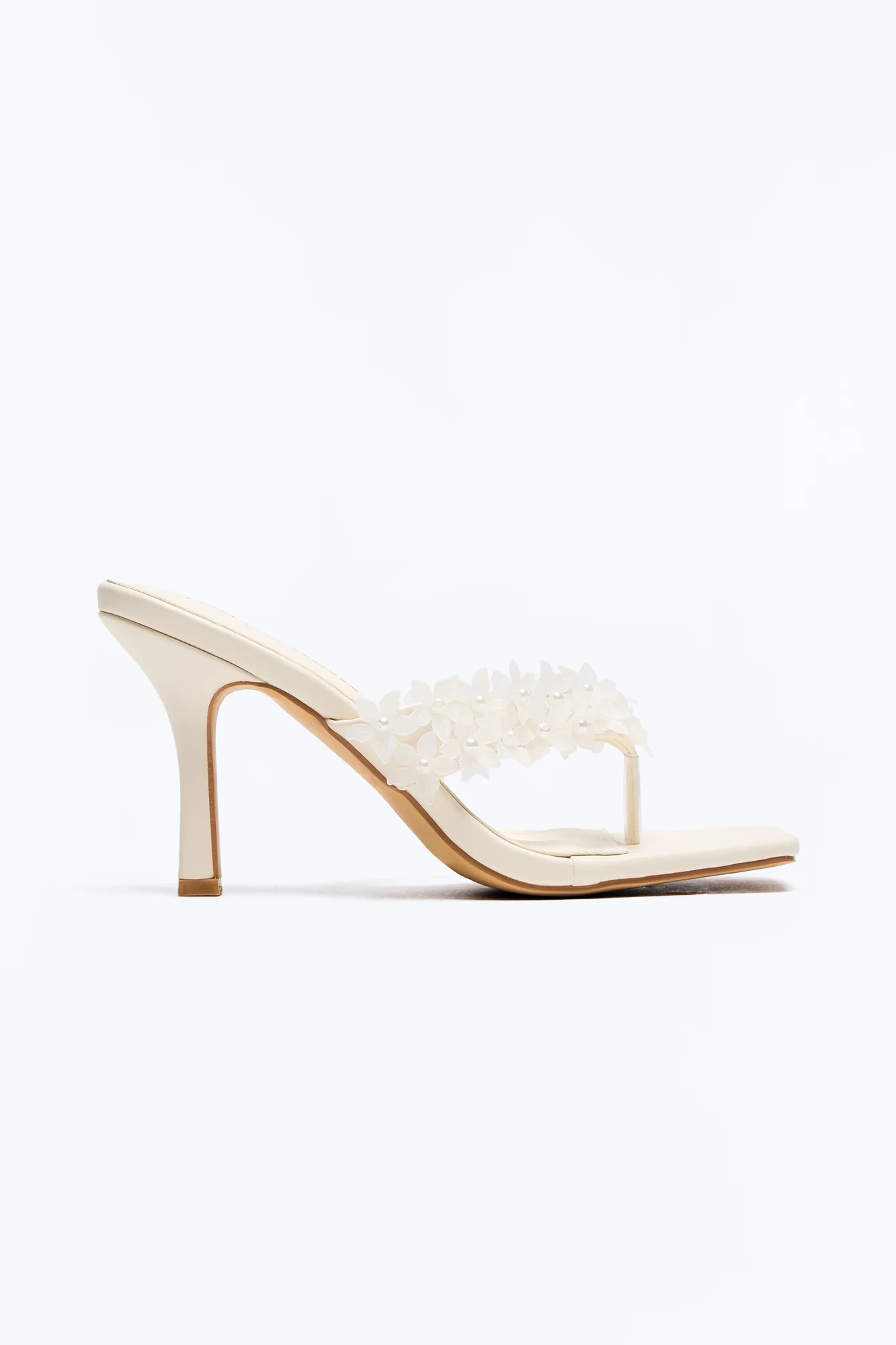 Spring Social Flower Thong Heels - White - Image 3