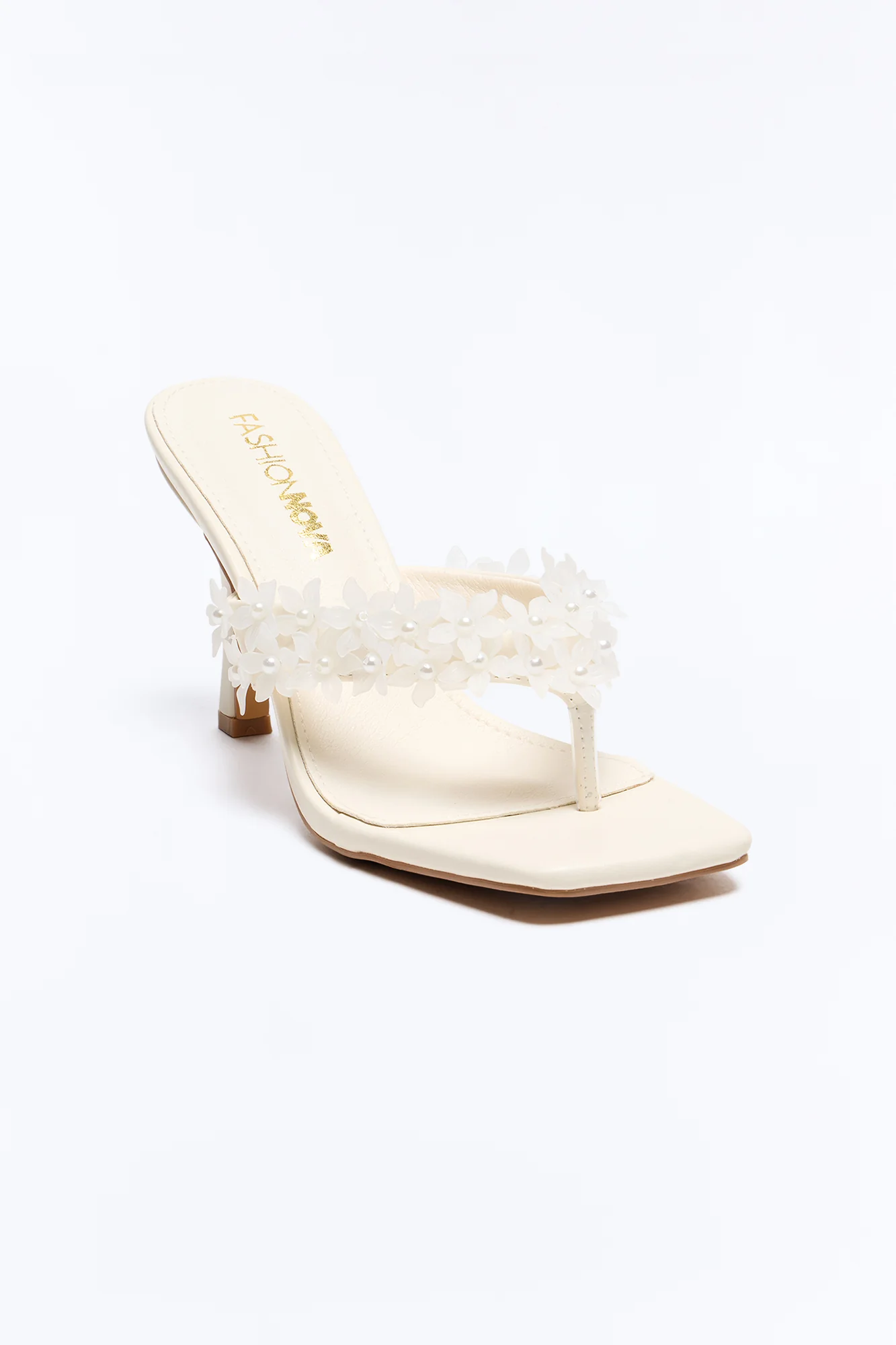 Spring Social Flower Thong Heels - White - Image 4
