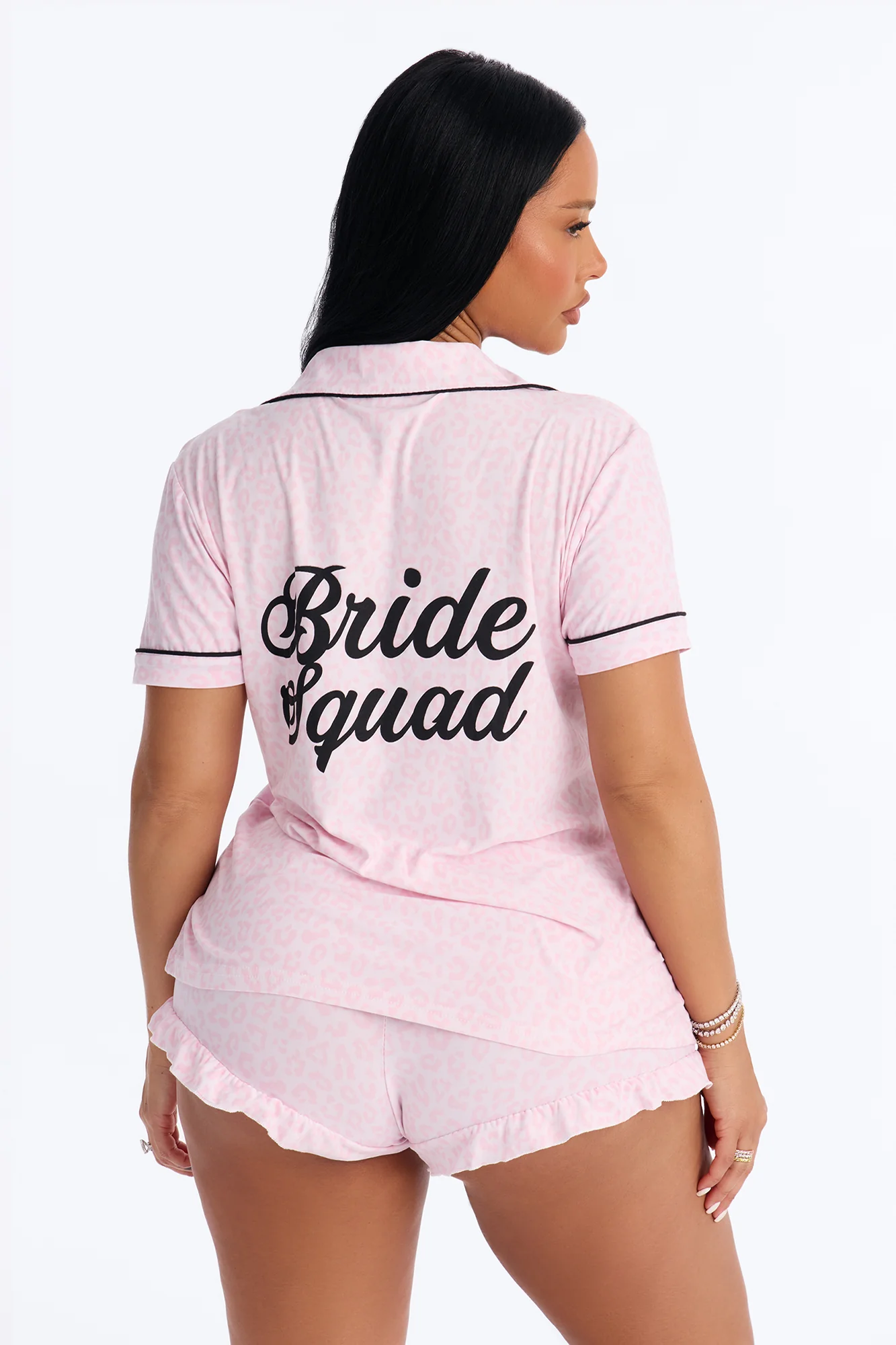Squad Ready Notch Collar PJ Short Set - Pink/combo - Image 3