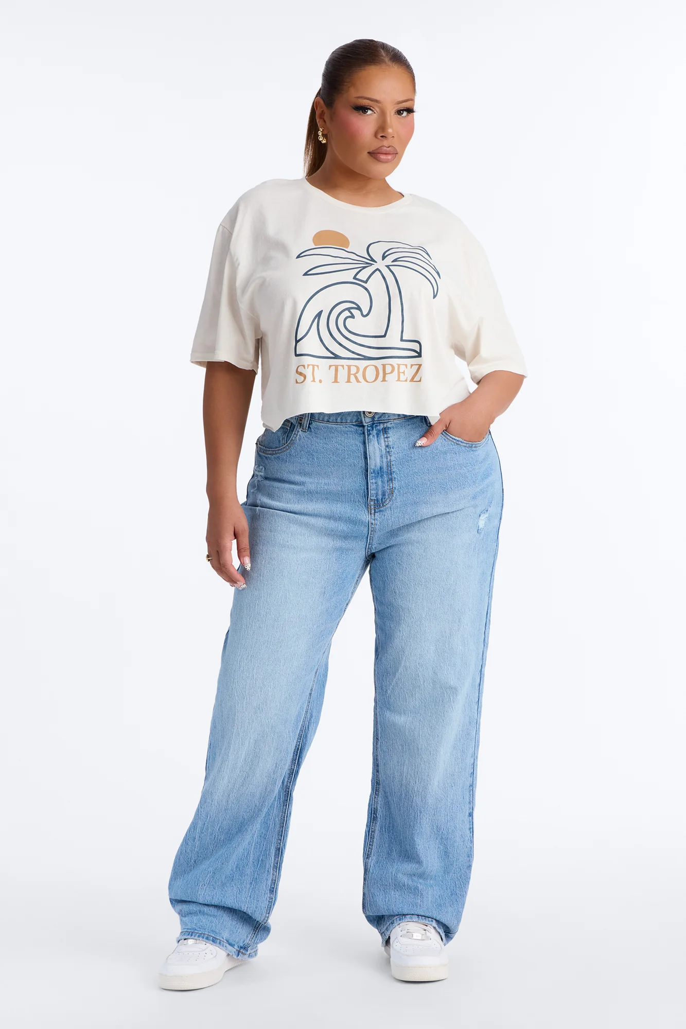 St. Tropez Cropped Baby T-Shirt - Off White - Image 6