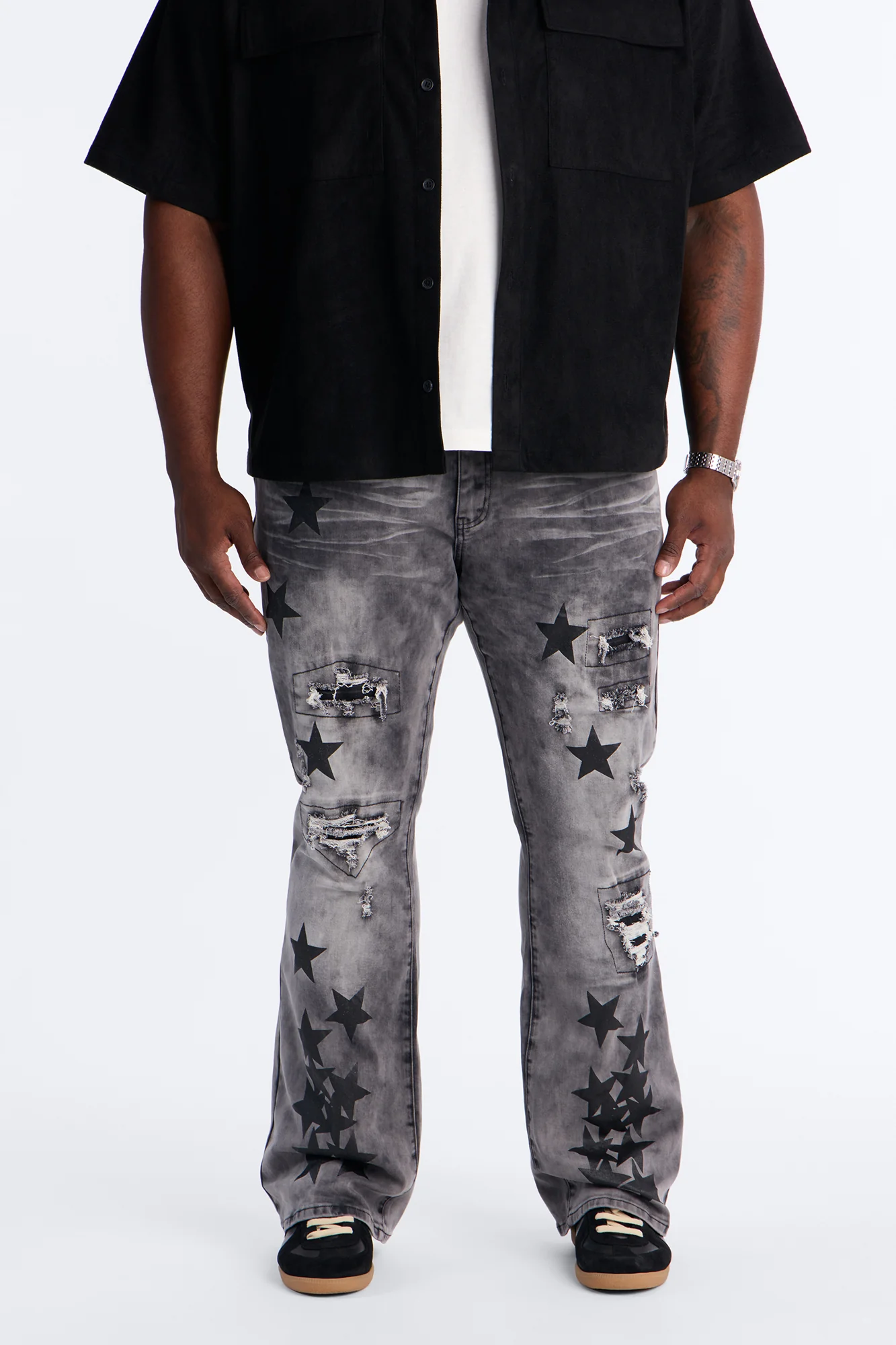 Stacked Skinny Flare Cosmo Jean - Black Wash - Image 5